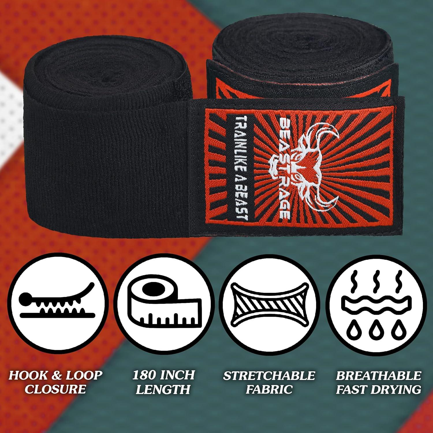 Envolturas de Mano BEAST RAGE 4.5m para Boxeo y MMA