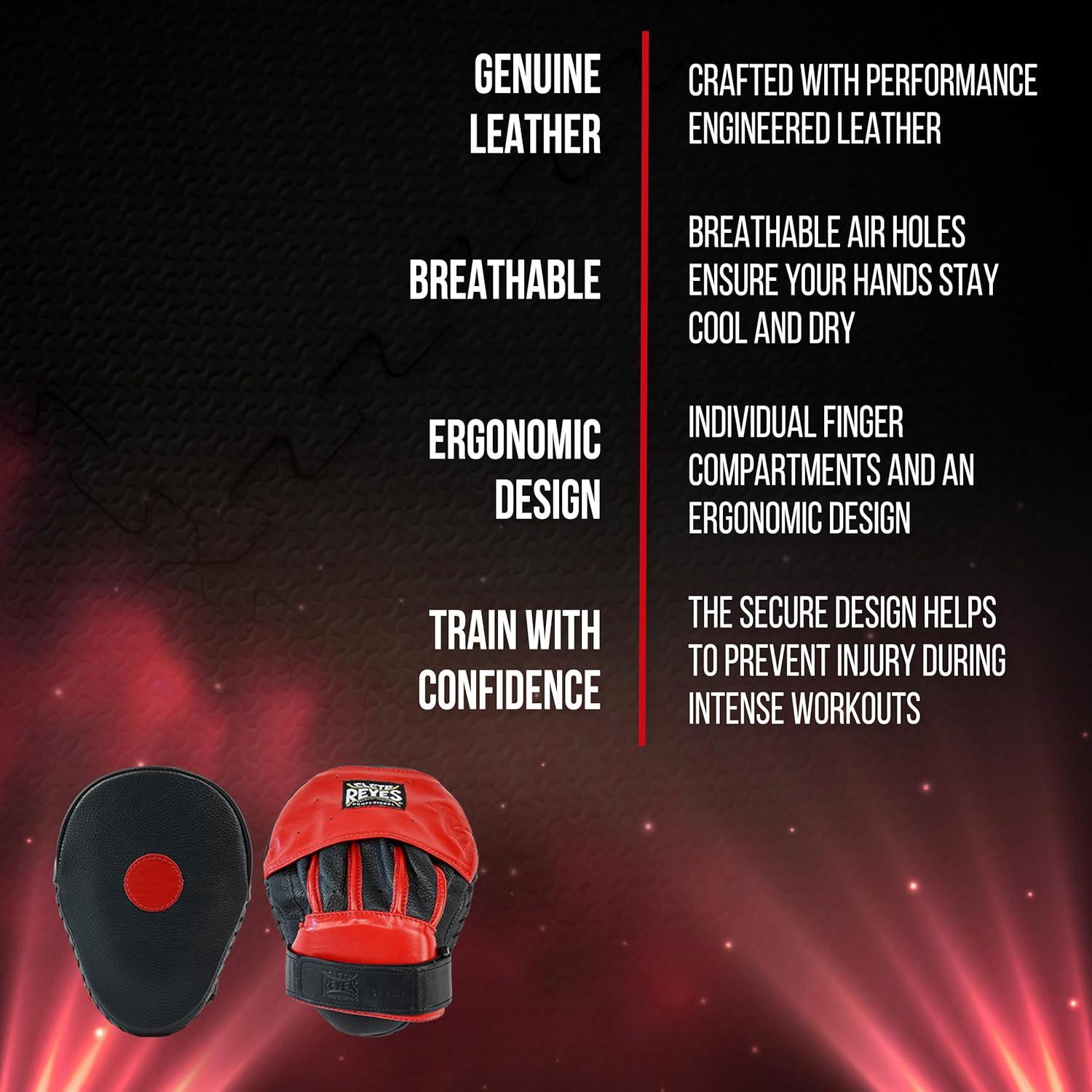 Mitones de Boxeo Cleto Reyes Curvados en Cuero Rojo