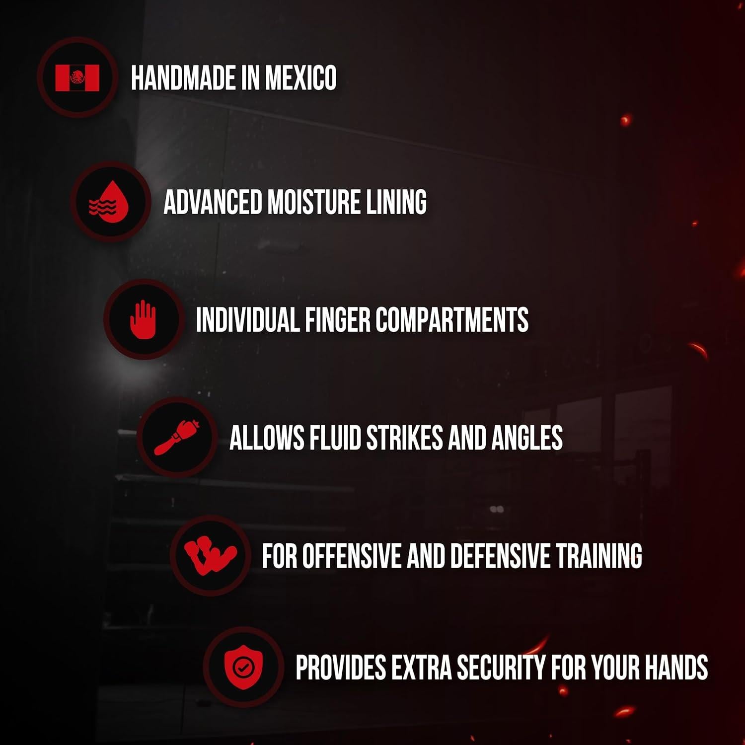 Mitones de Boxeo Cleto Reyes Curvados en Cuero Rojo