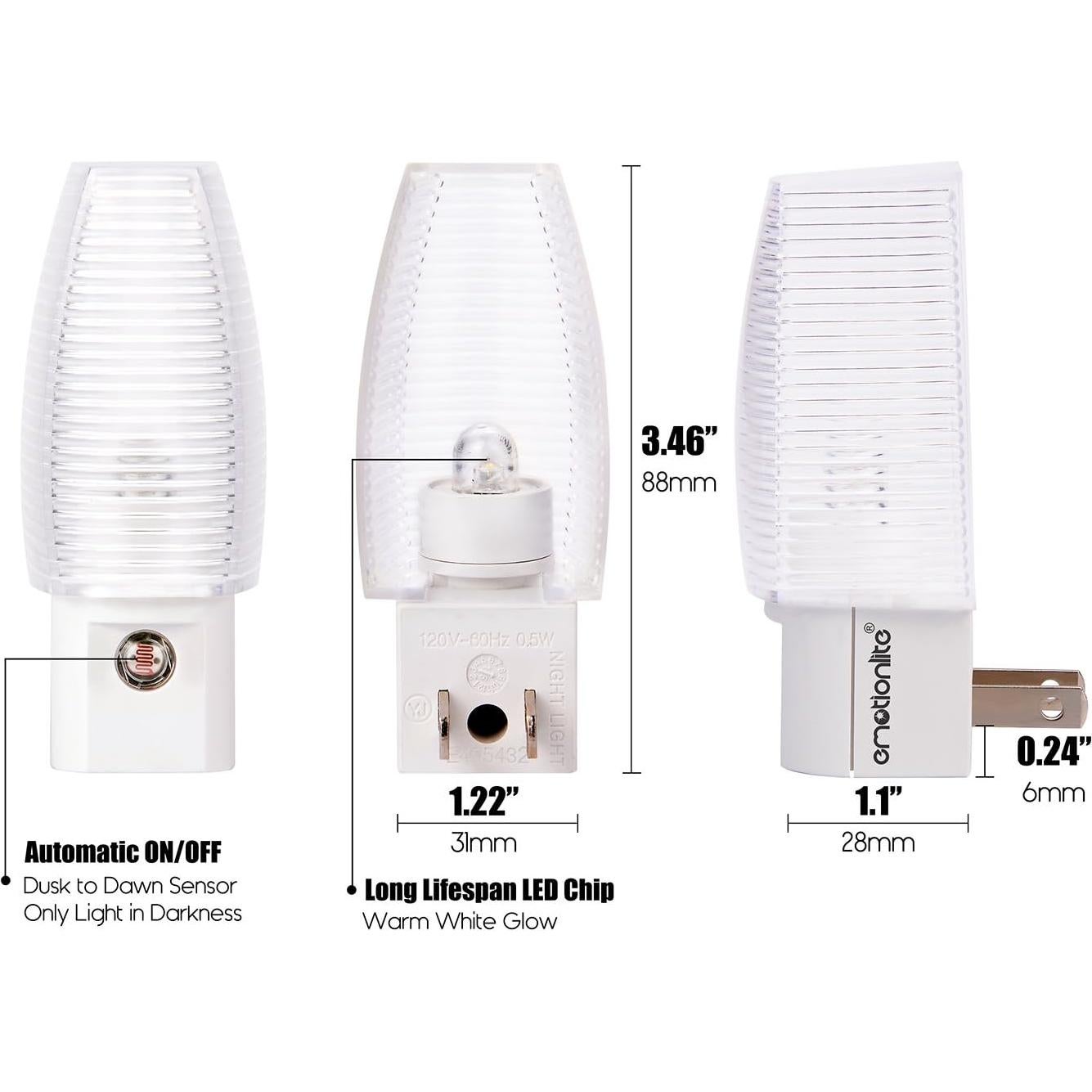 Emotionlite Luz Nocturna Enchufable LED 4 Piezas 2700K