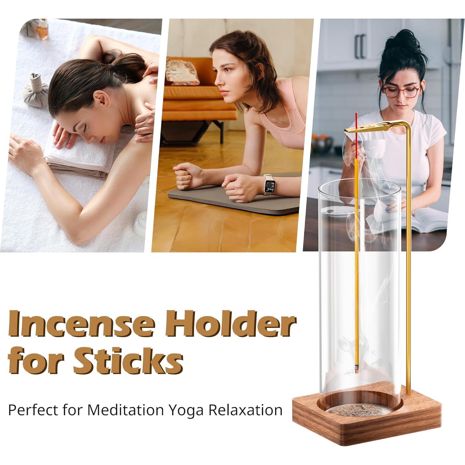 Soporte de Incienso HzTinT con Recogedor de Cenizas de Vidrio