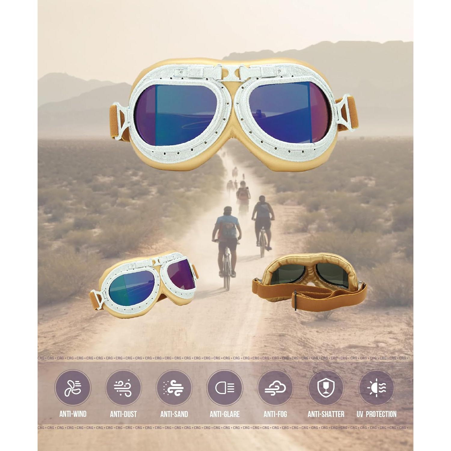 Gafas de Motocicleta CRG Sports Vintage UV Anti-vaho