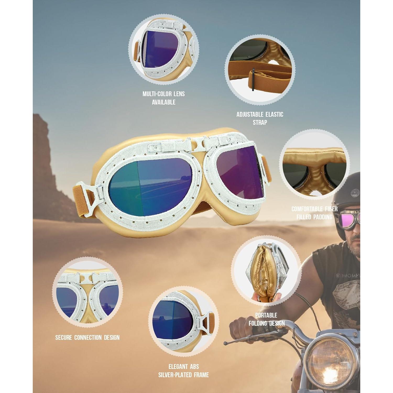 Gafas de Motocicleta CRG Sports Vintage UV Anti-vaho