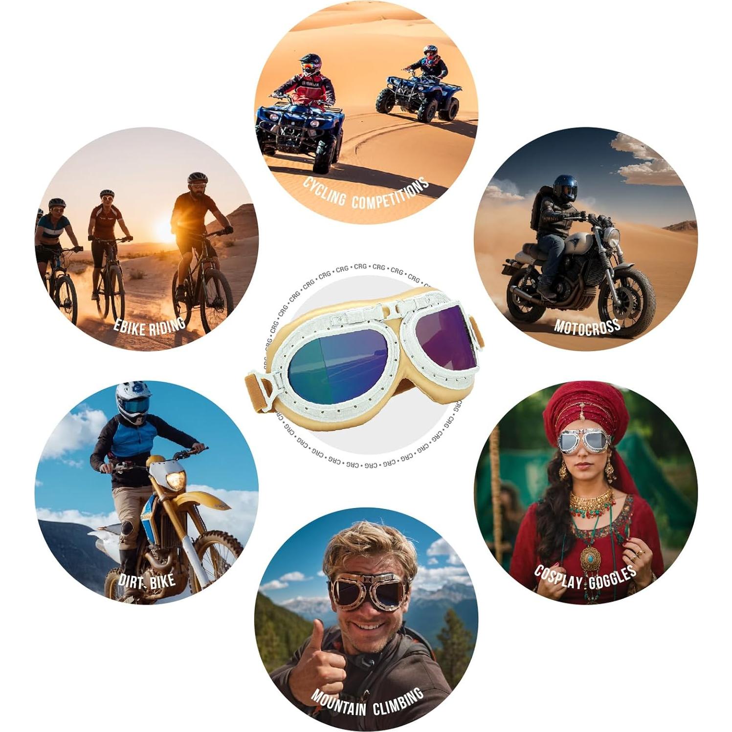 Gafas de Motocicleta CRG Sports Vintage UV Anti-vaho