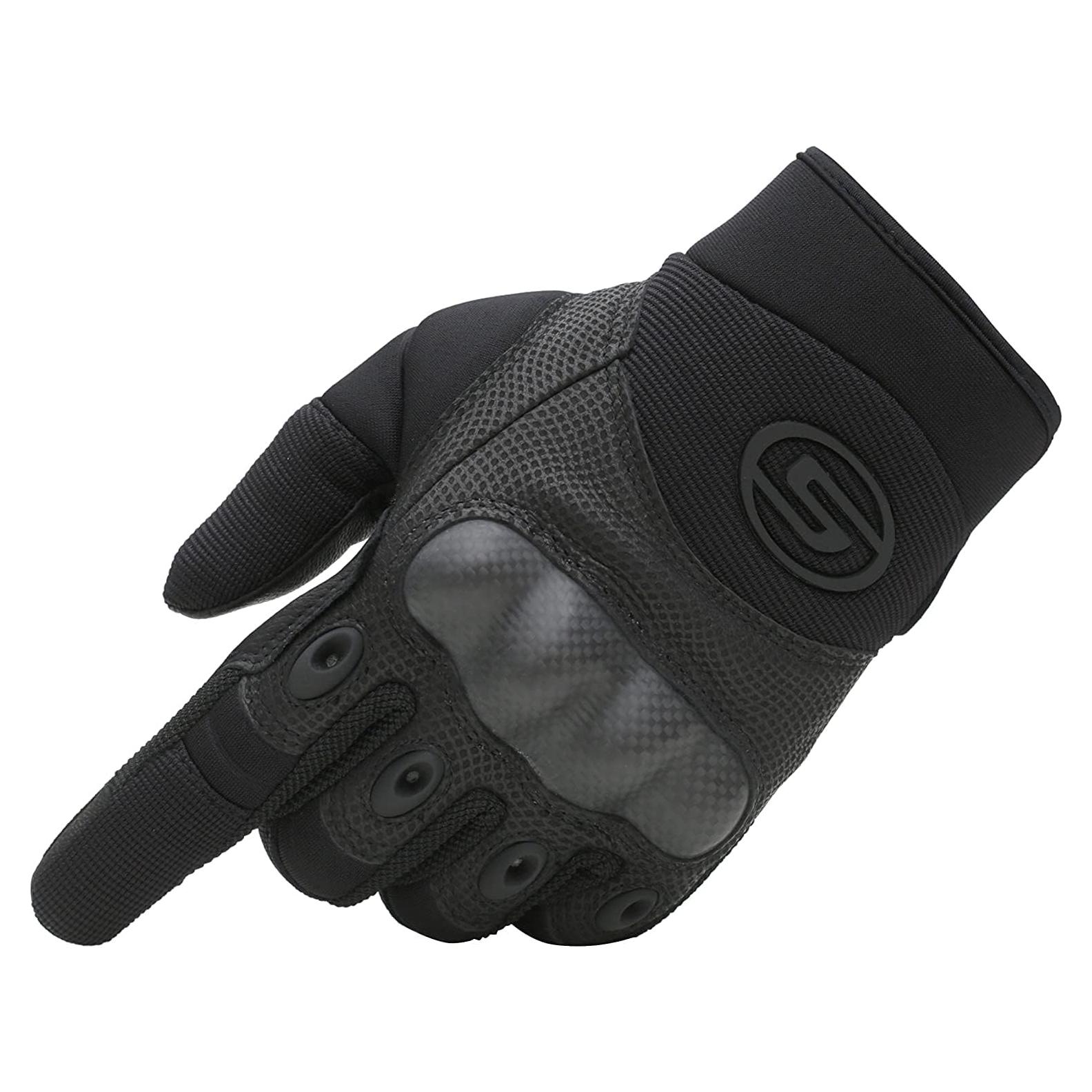 Guantes de Motocicleta Seibertron Negro M - Cuero y Fibra de Carbono