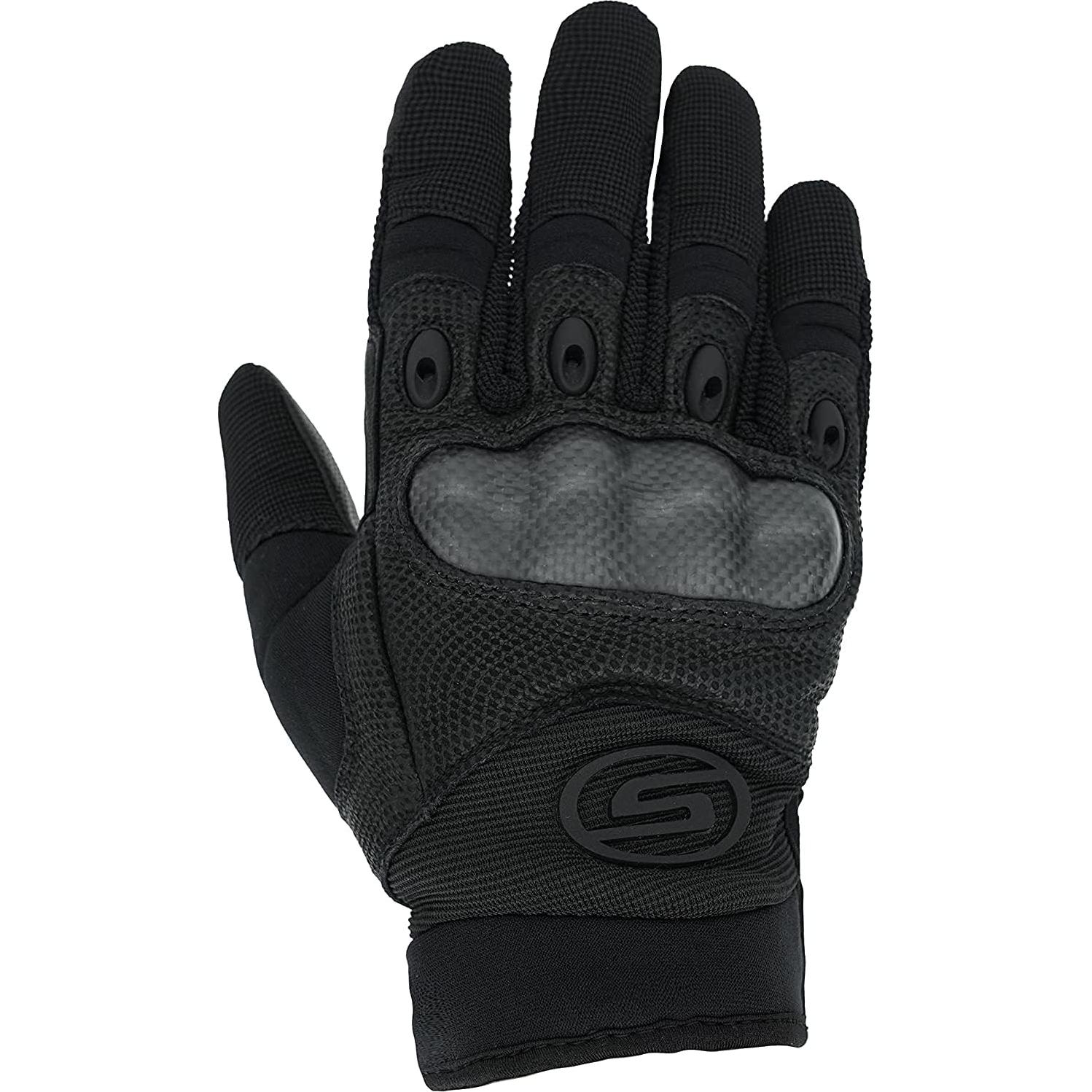 Guantes de Motocicleta Seibertron Negro M - Cuero y Fibra de Carbono