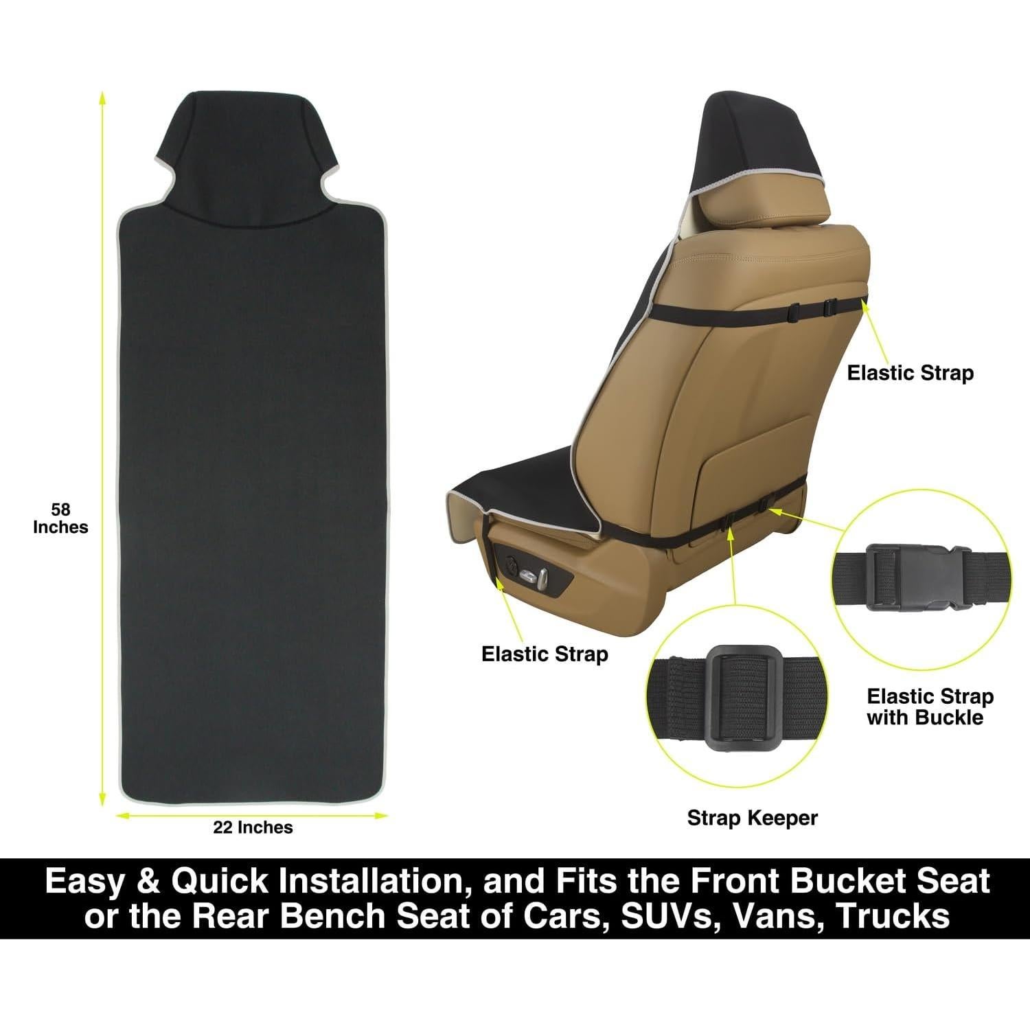 Funda de Asiento de Coche VSHIELD Neopreno Impermeable Negro