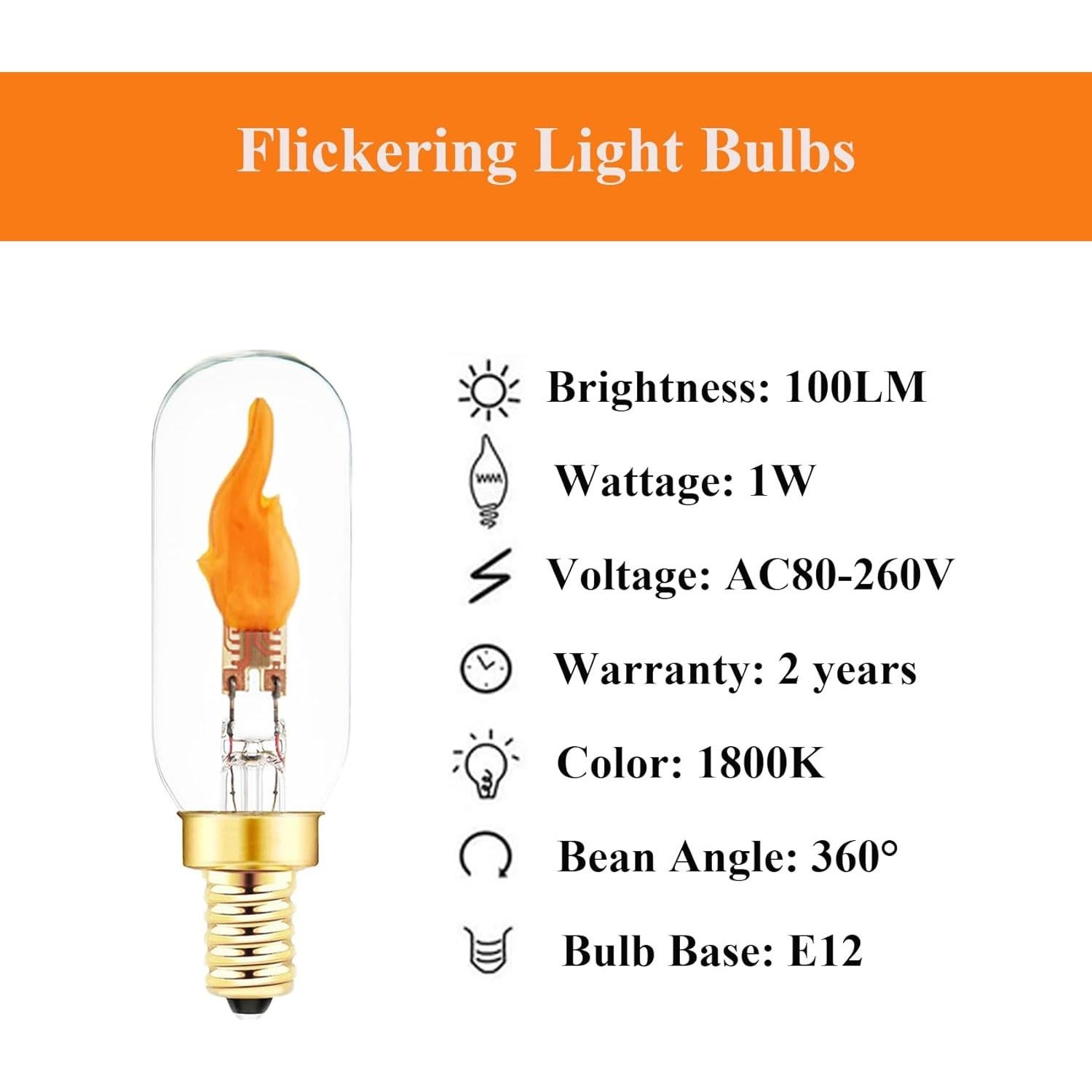 Bombilla LED E12 Parpadeante SHUWDKAR Efecto Llama 2 Unidades