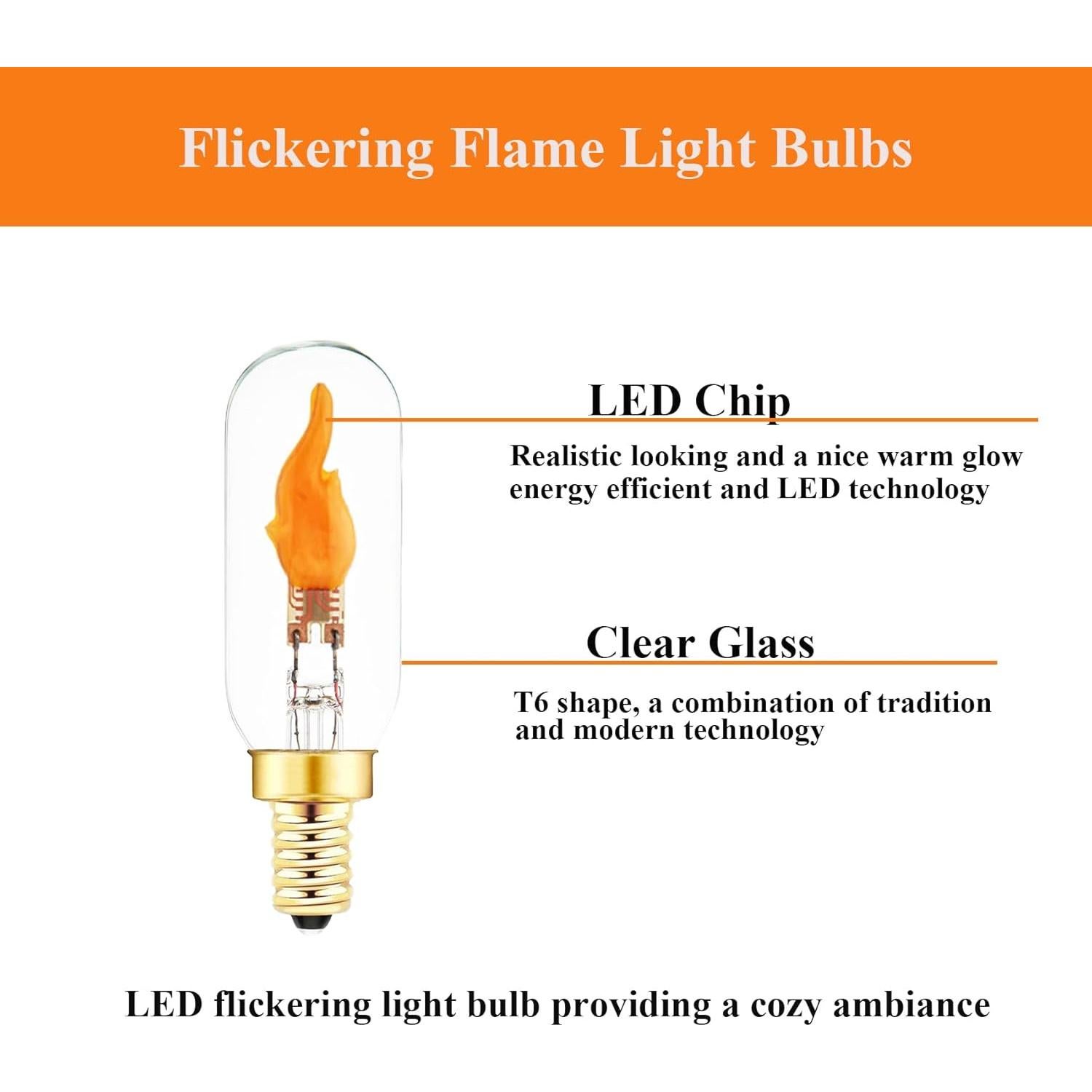 Bombilla LED E12 Parpadeante SHUWDKAR Efecto Llama 2 Unidades