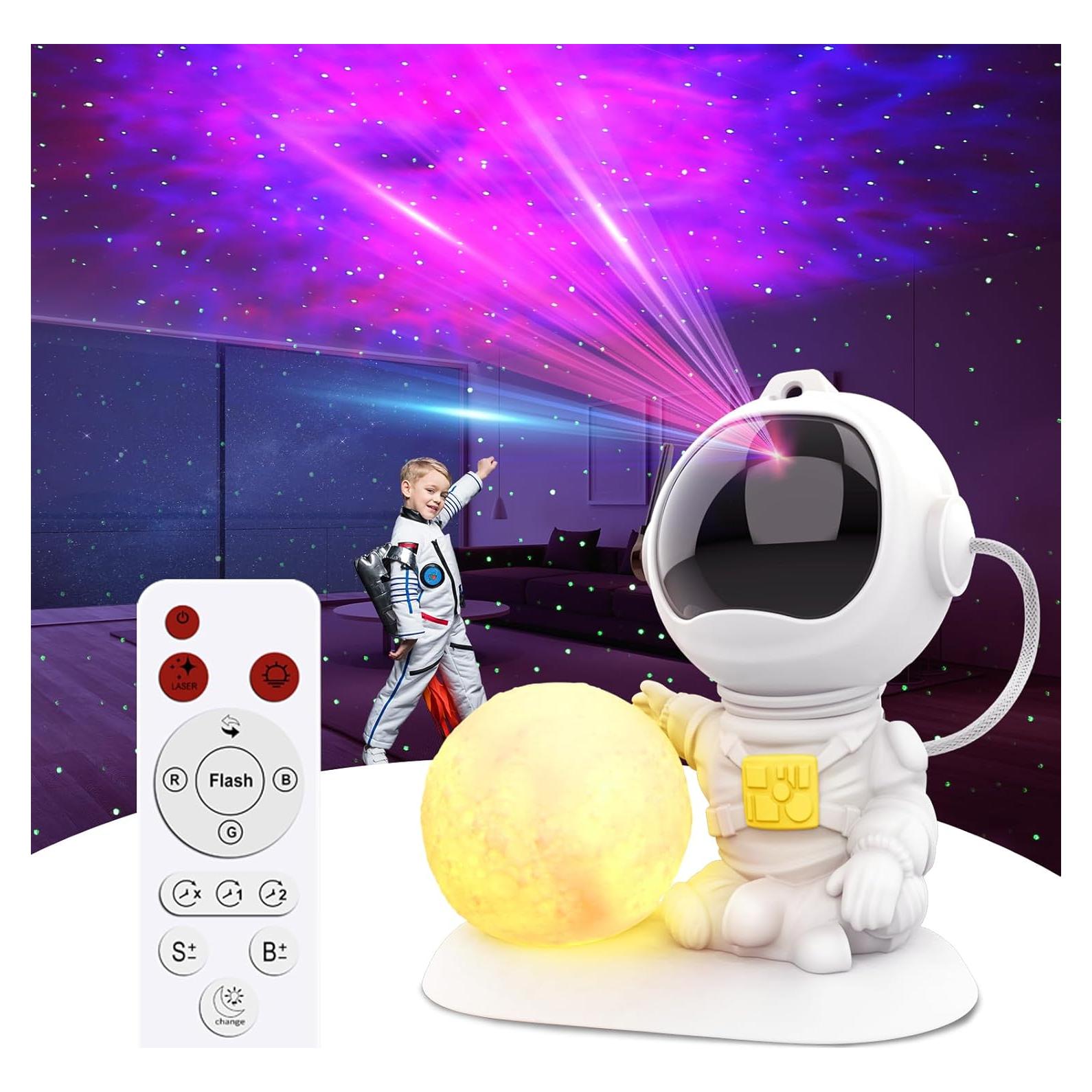 Proyector Galáctico Astronauta LED 3 en 1 con Control Remoto