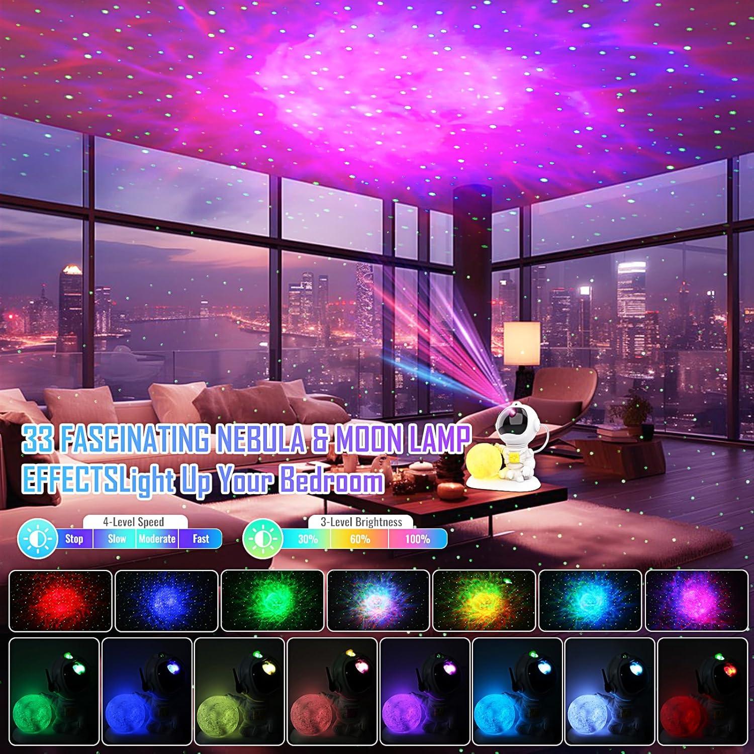 Proyector Galáctico Astronauta LED 3 en 1 con Control Remoto