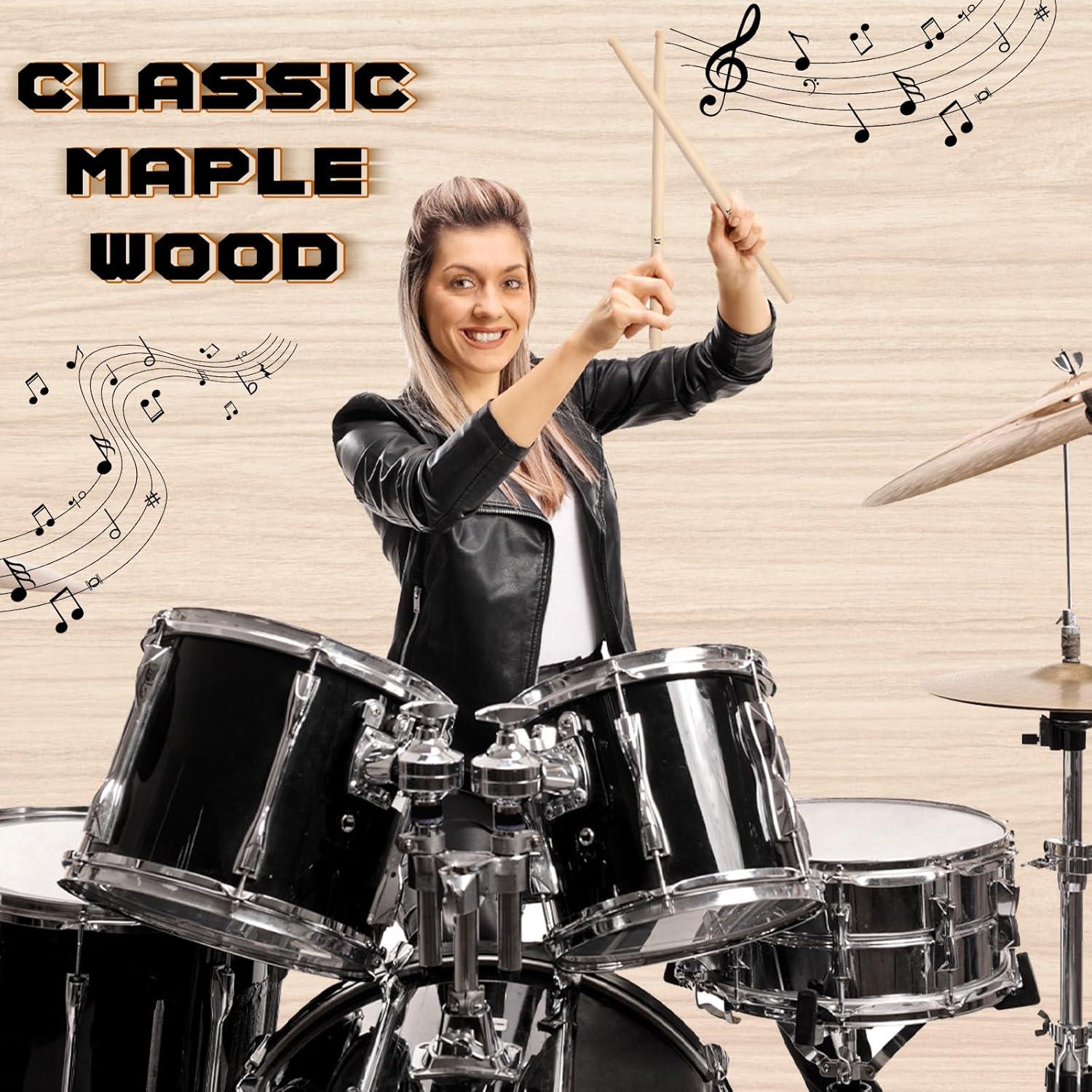 36 Pares de Baquetas de Arce 7A para Batería Adultos