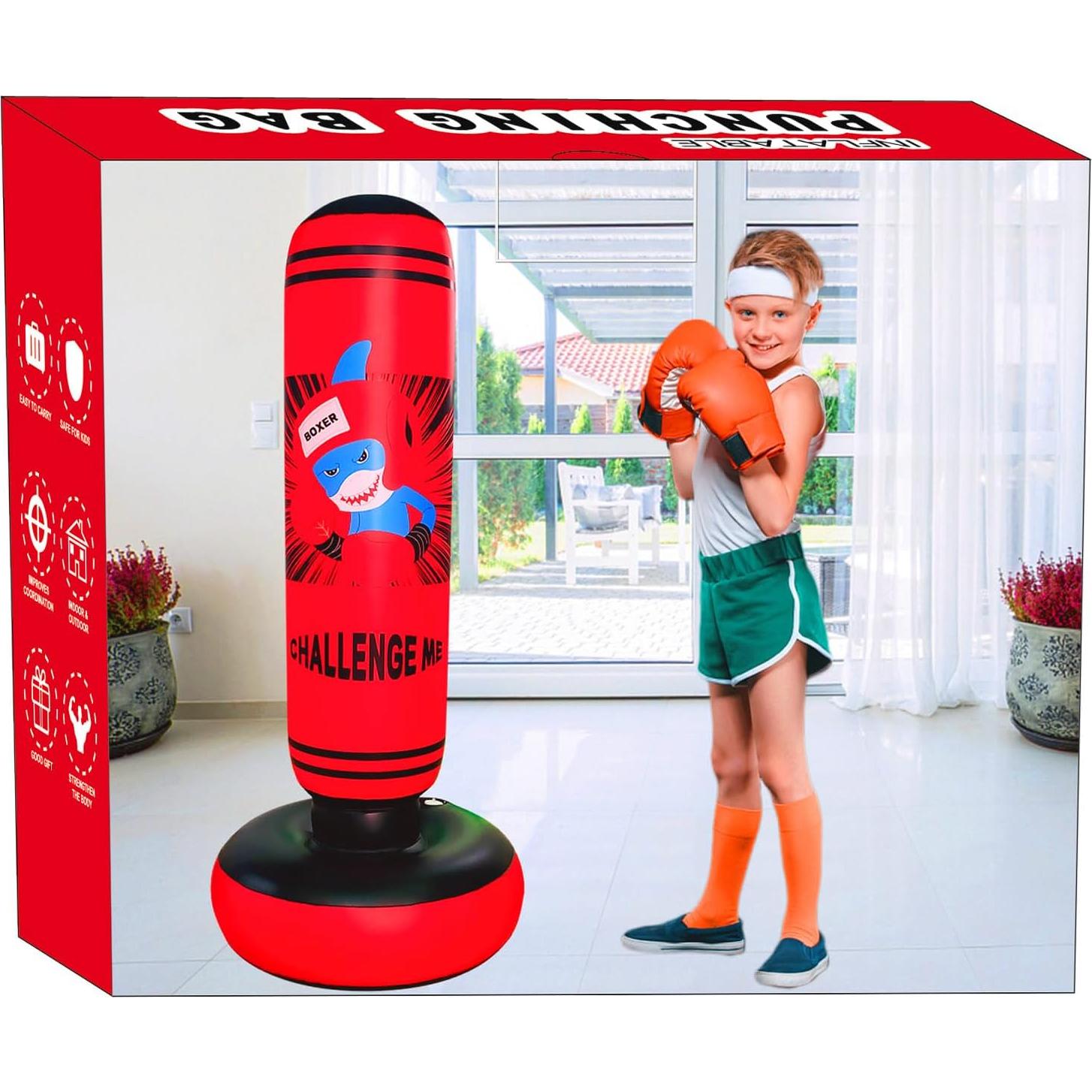 Saco de Boxeo Inflable ZHUYNXIR para Niños 160 cm Rojo