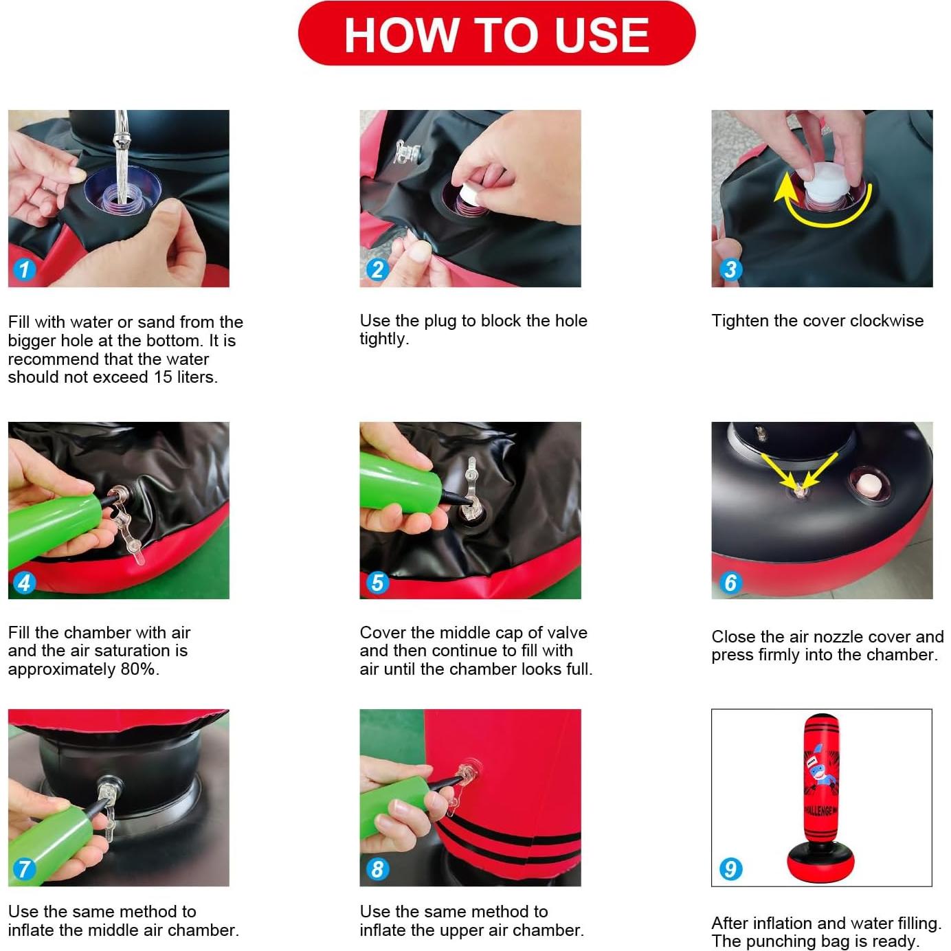 Saco de Boxeo Inflable ZHUYNXIR para Niños 160 cm Rojo