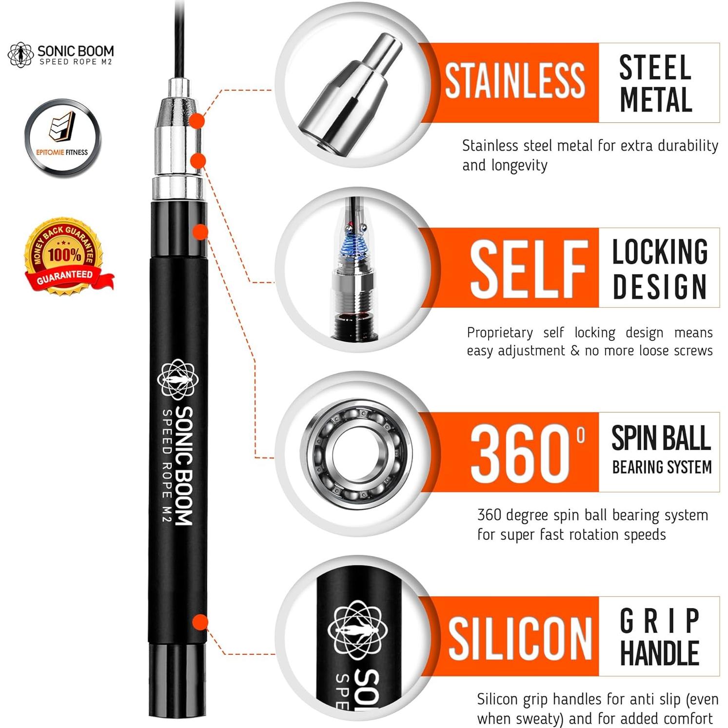 Cuerda de Salto Epitomie Fitness Sonic Boom M2 Ajustable