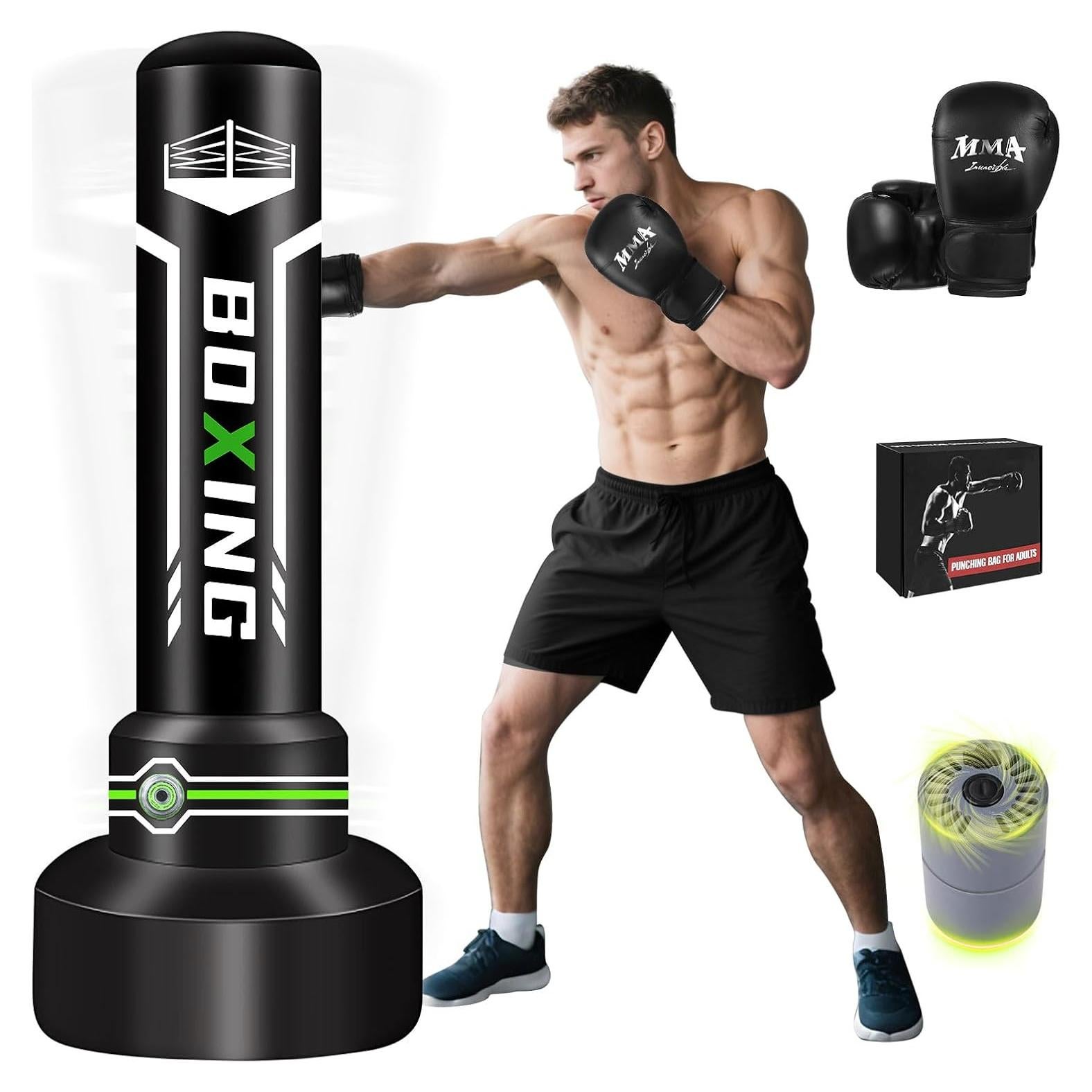 Saco de Boxeo de Pie YORWHIN 175 cm con Bomba y Guantes 12 OZ
