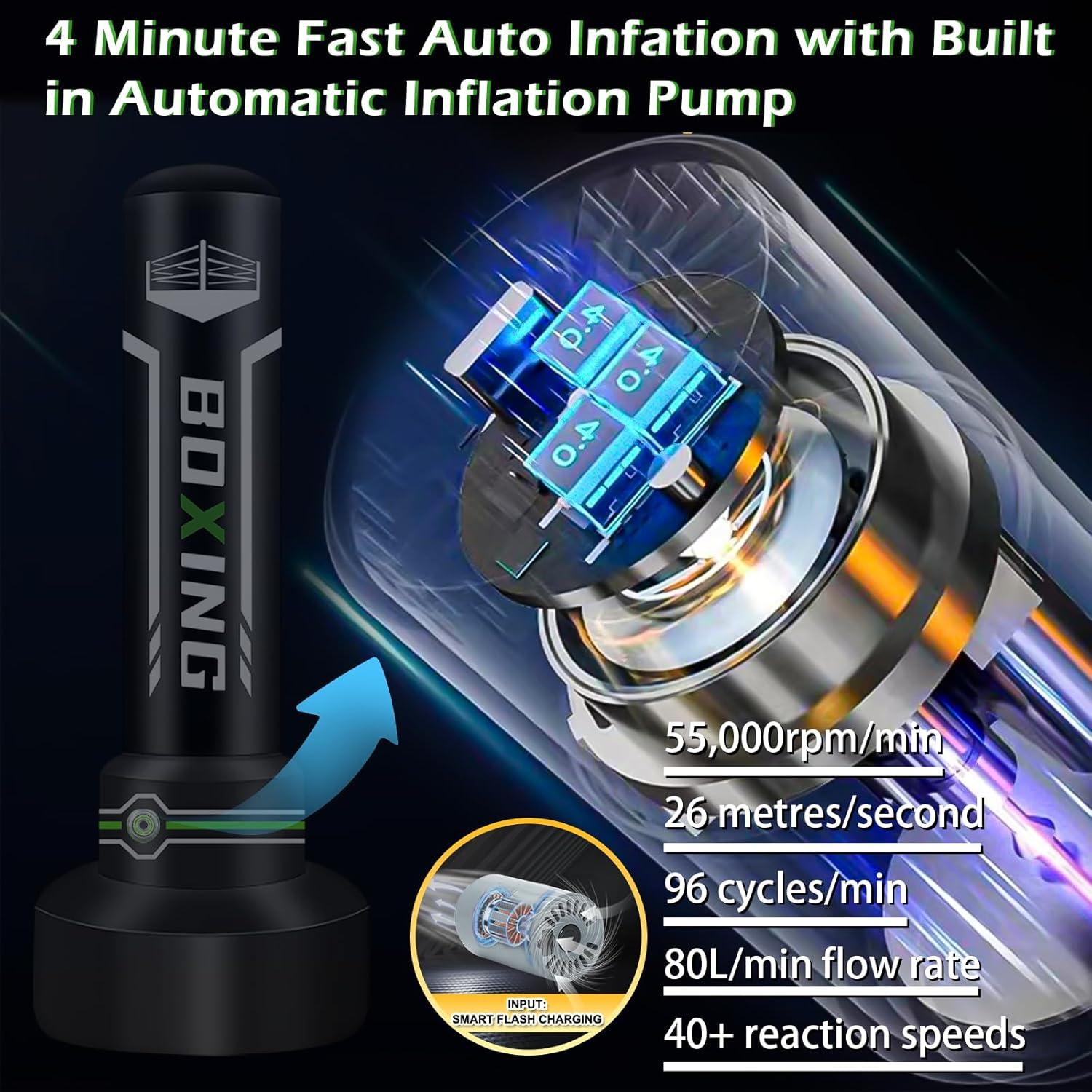 Saco de Boxeo de Pie YORWHIN 175 cm con Bomba y Guantes 12 OZ