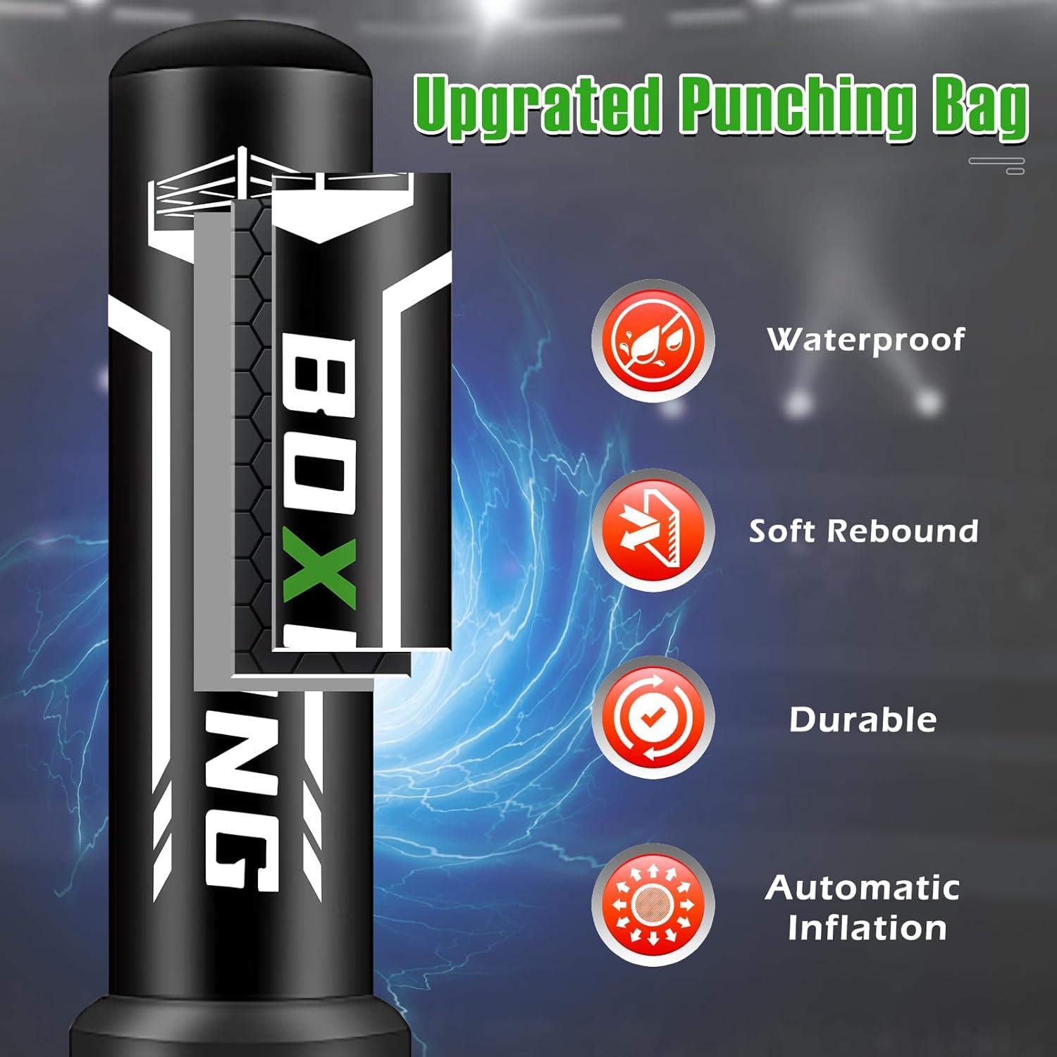 Saco de Boxeo de Pie YORWHIN 175 cm con Bomba y Guantes 12 OZ