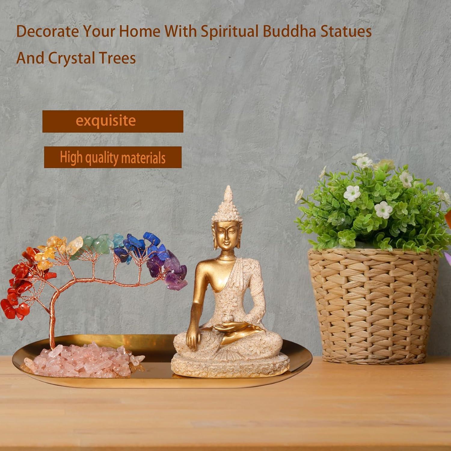 Estatua de Buda Carselage 10.9 cm con Árbol de Cristal Chakra