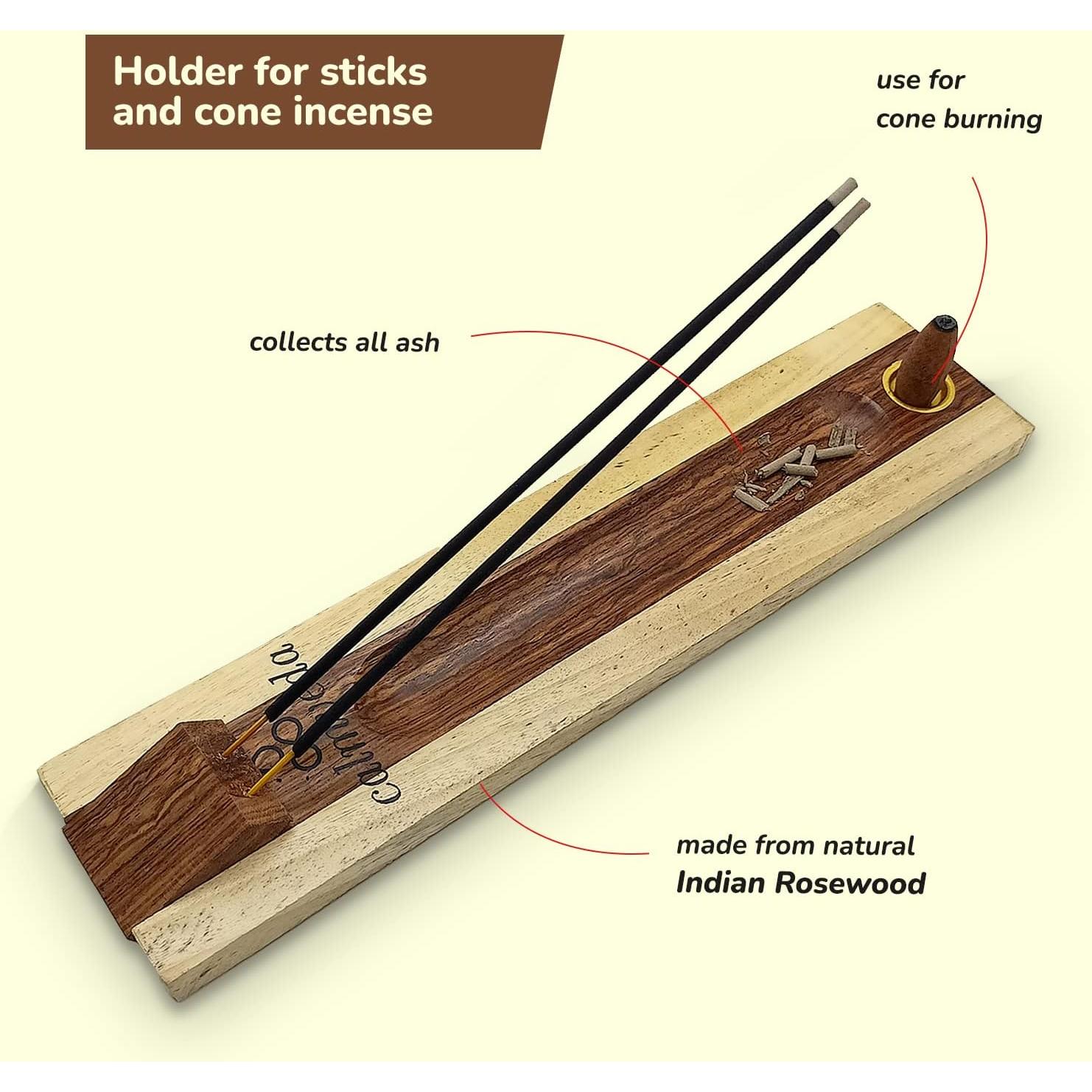 Soporte de Incienso de Madera de Rosa Calmveda 28 cm Doble