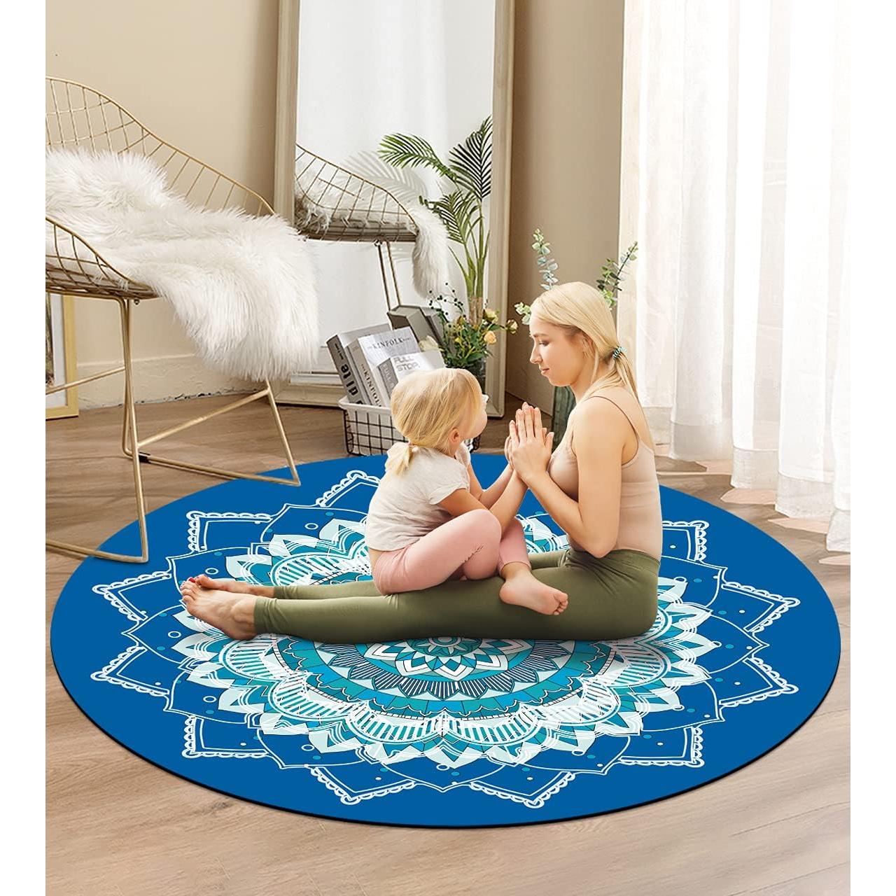 Alfombrilla de Yoga Redonda Keolorn 140cm Suede Antideslizante