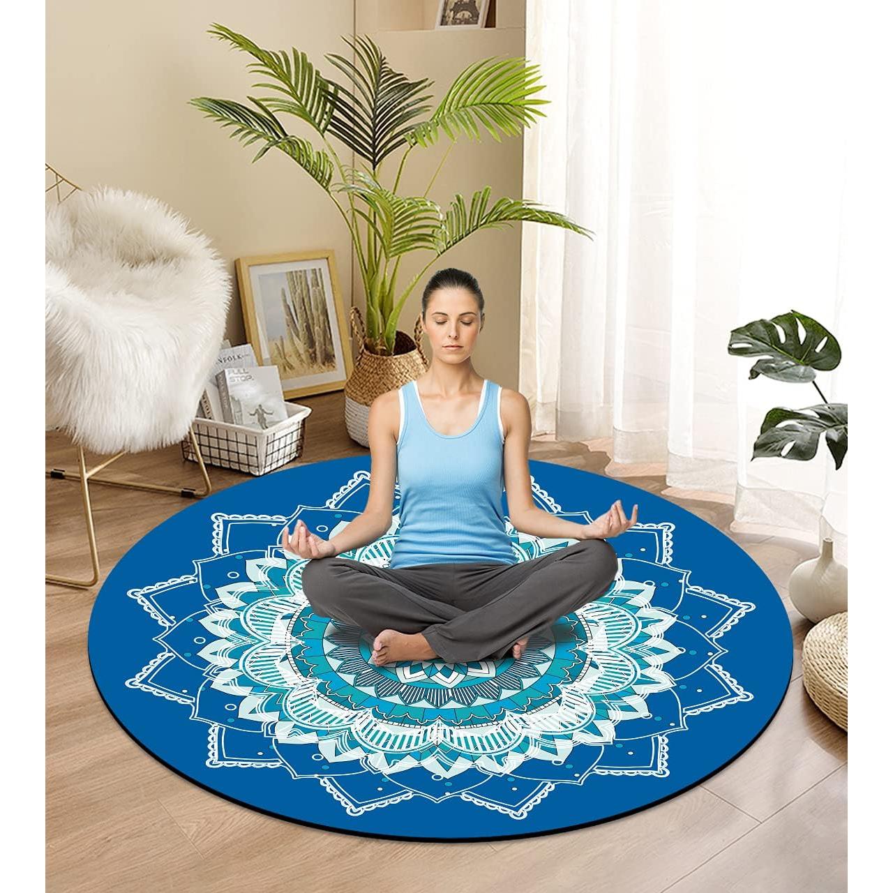 Alfombrilla de Yoga Redonda Keolorn 140cm Suede Antideslizante