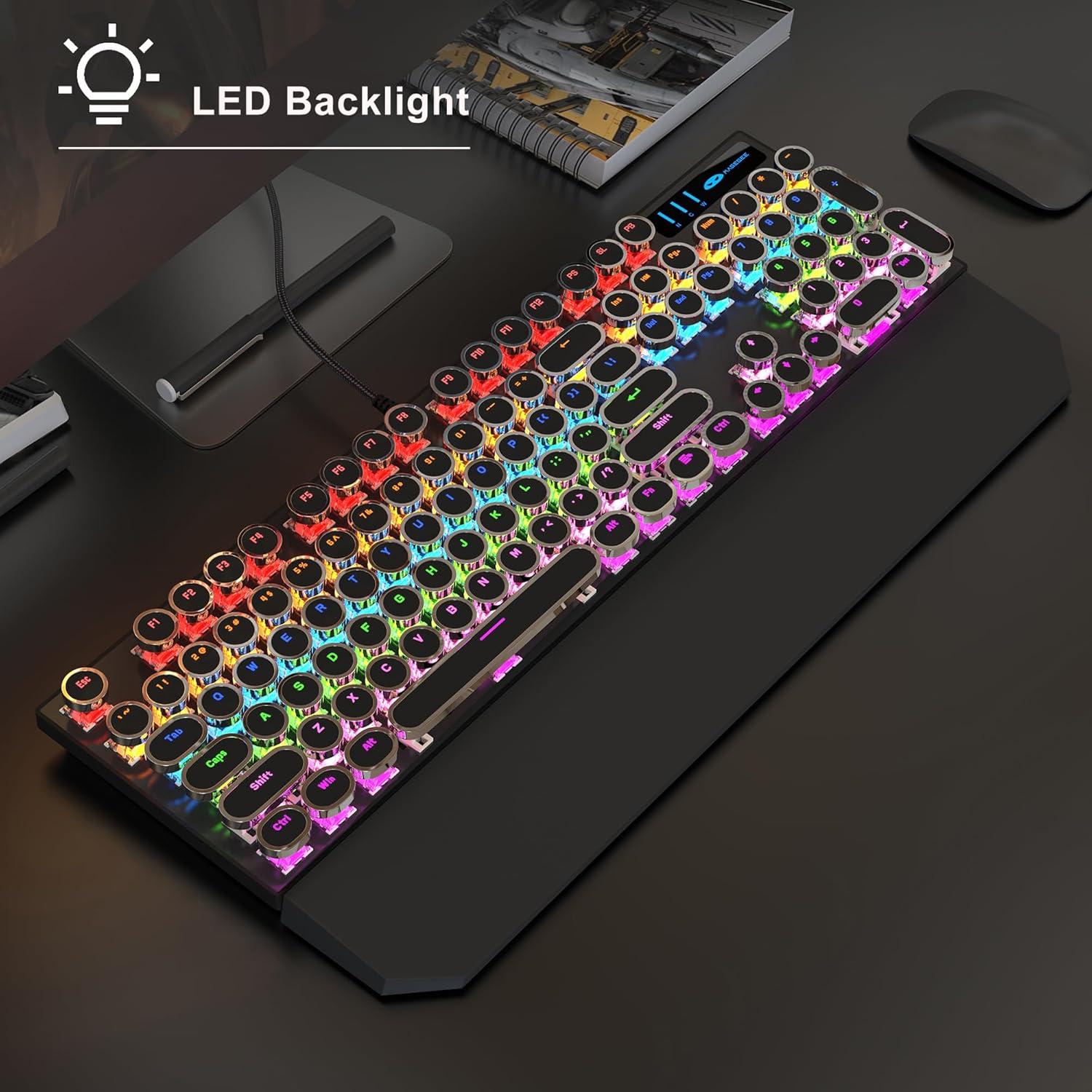 Teclado Mecánico MageGee Retro Punk RGB USB 104 Teclas