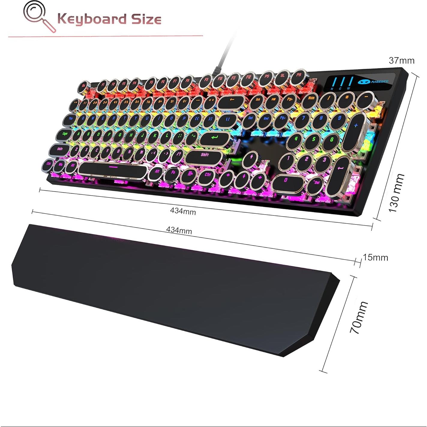Teclado Mecánico MageGee Retro Punk RGB USB 104 Teclas