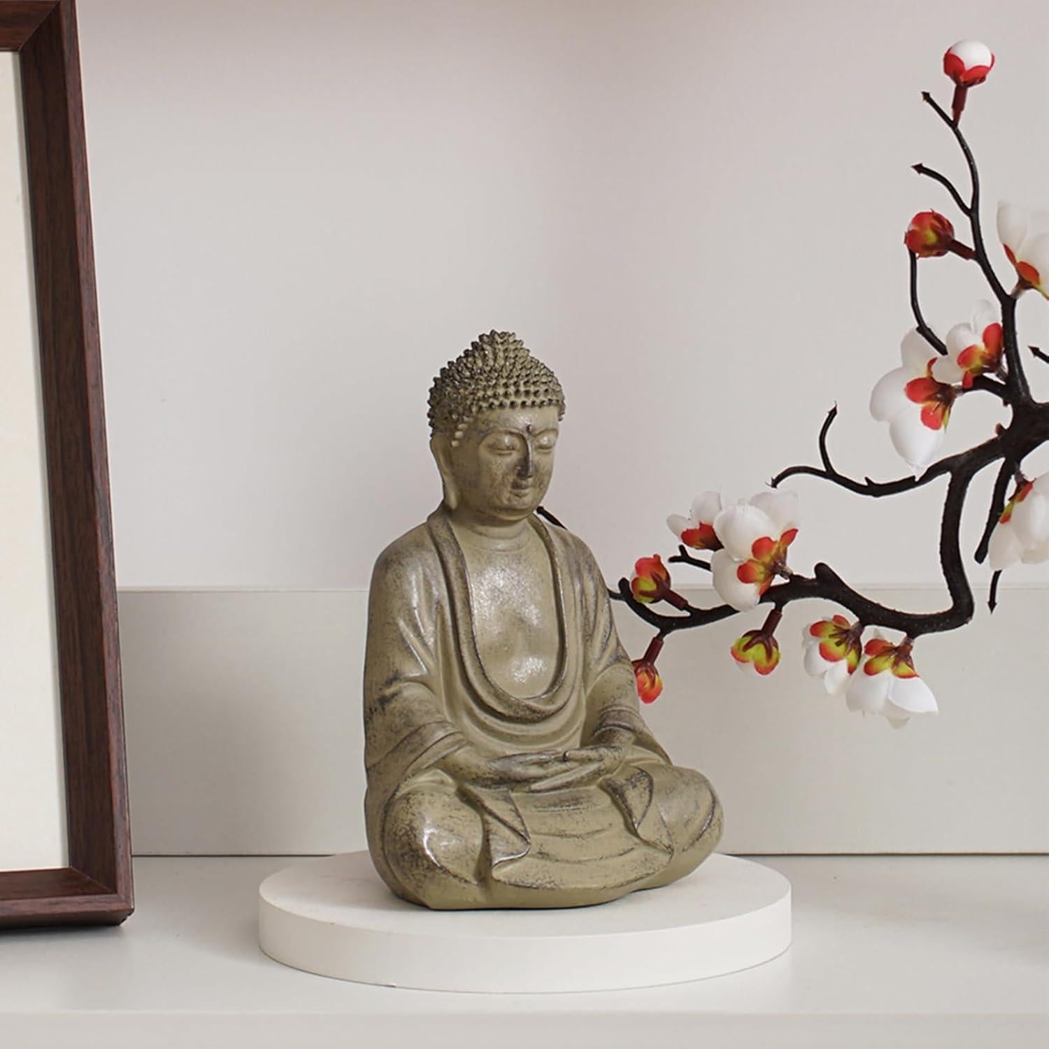 Estatua de Buda de Resina Vilead 15x10.4x8.4 cm Beige