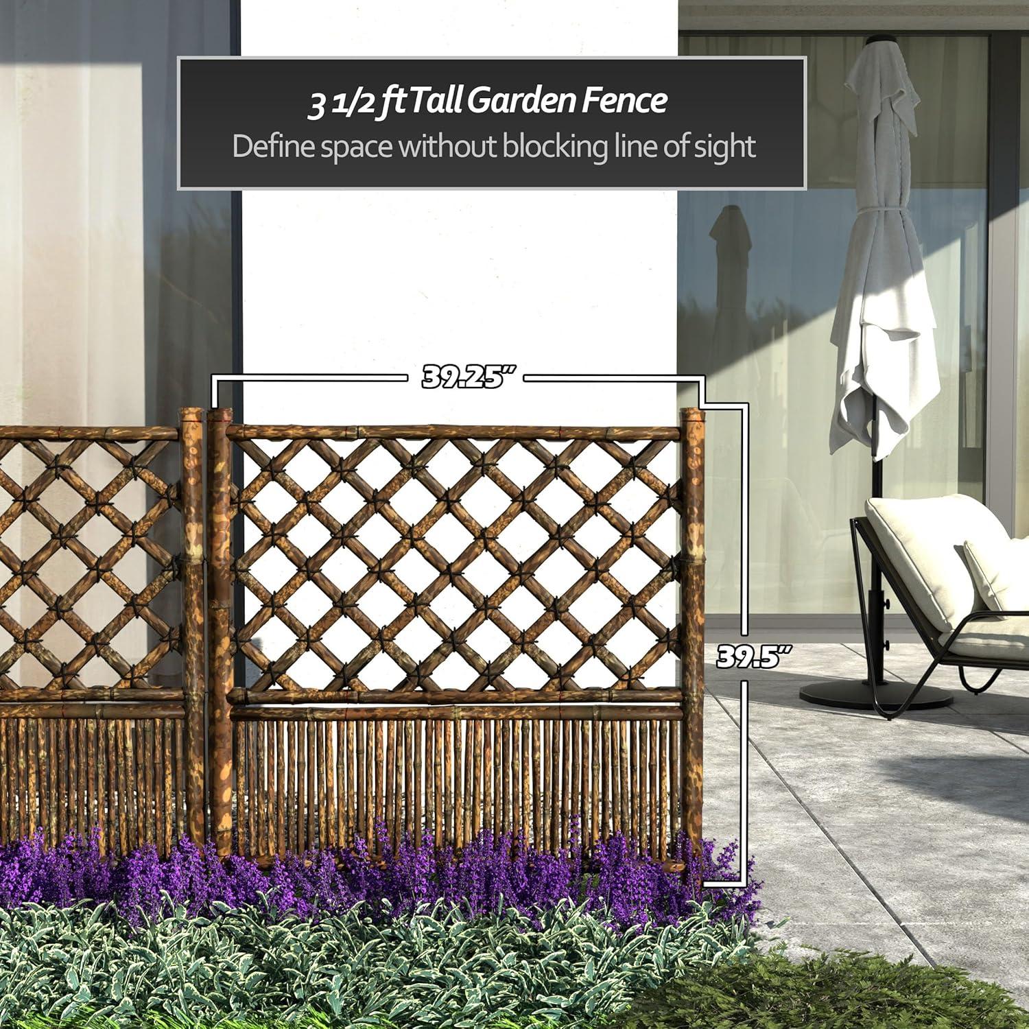 Panel de Cerca de Jardín Zen Linterna Roja - Bambú Natural 0.91m