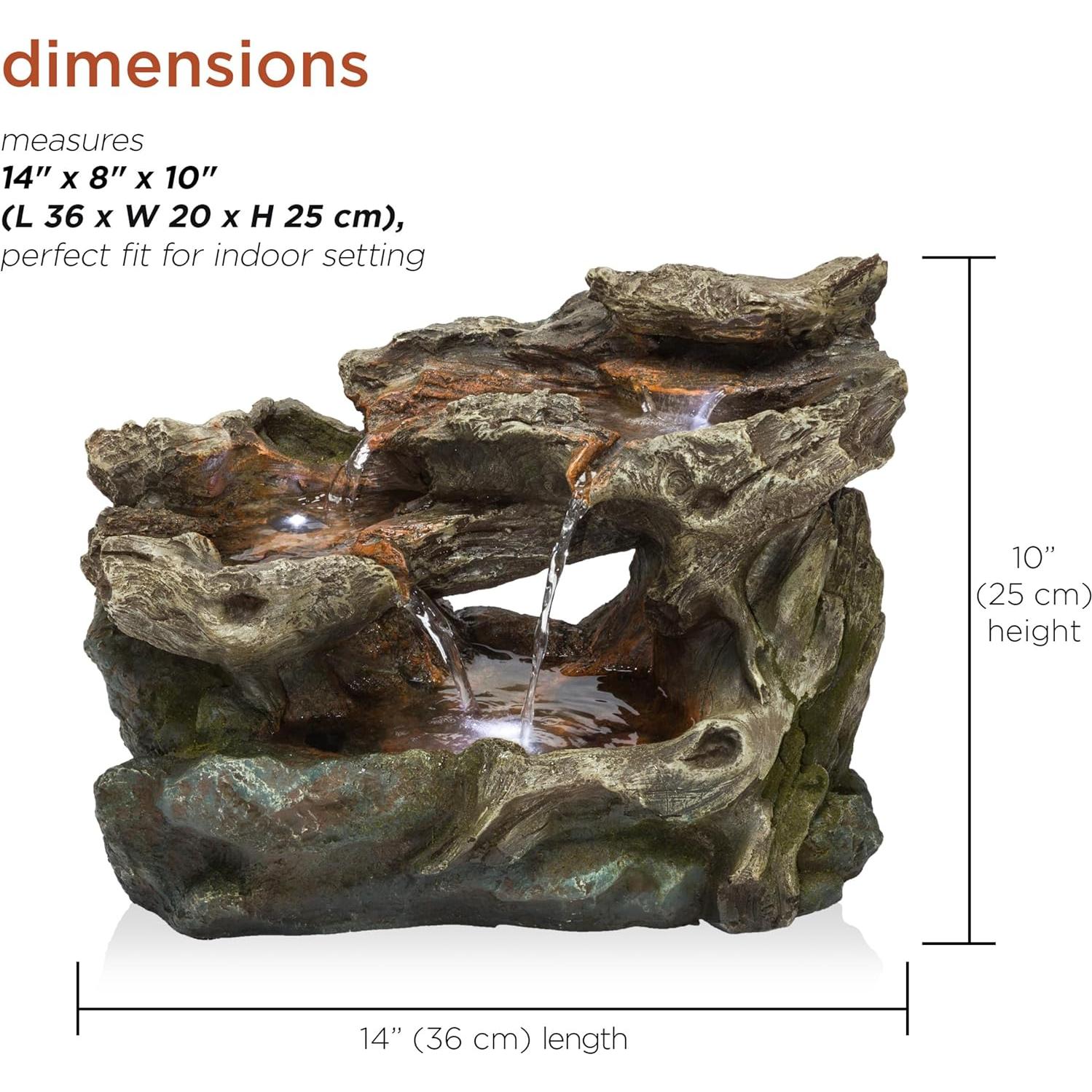 Fuente de Rocas en Cascada Alpine WIN1334 con Luces LED 25.4 cm
