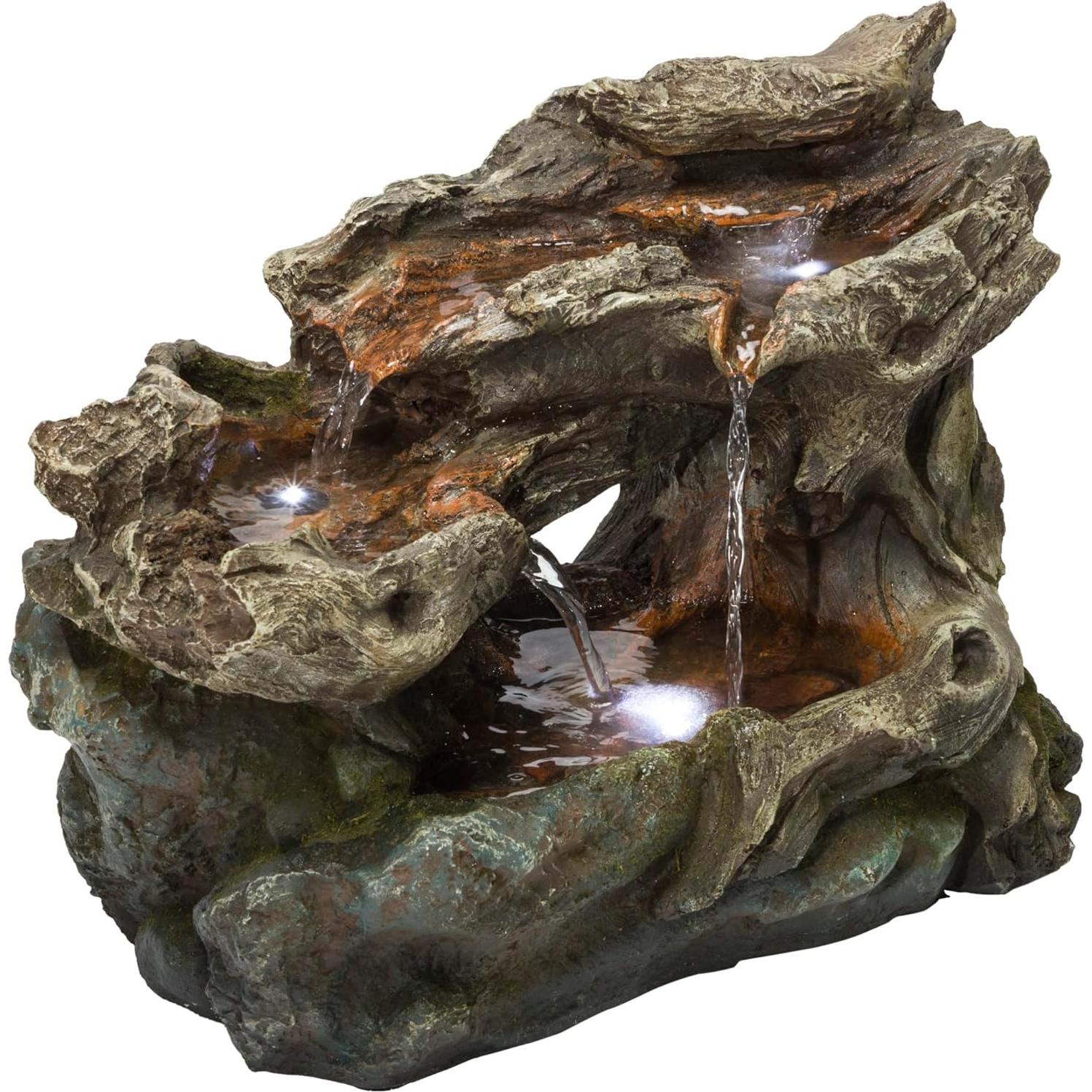 Fuente de Rocas en Cascada Alpine WIN1334 con Luces LED 25.4 cm