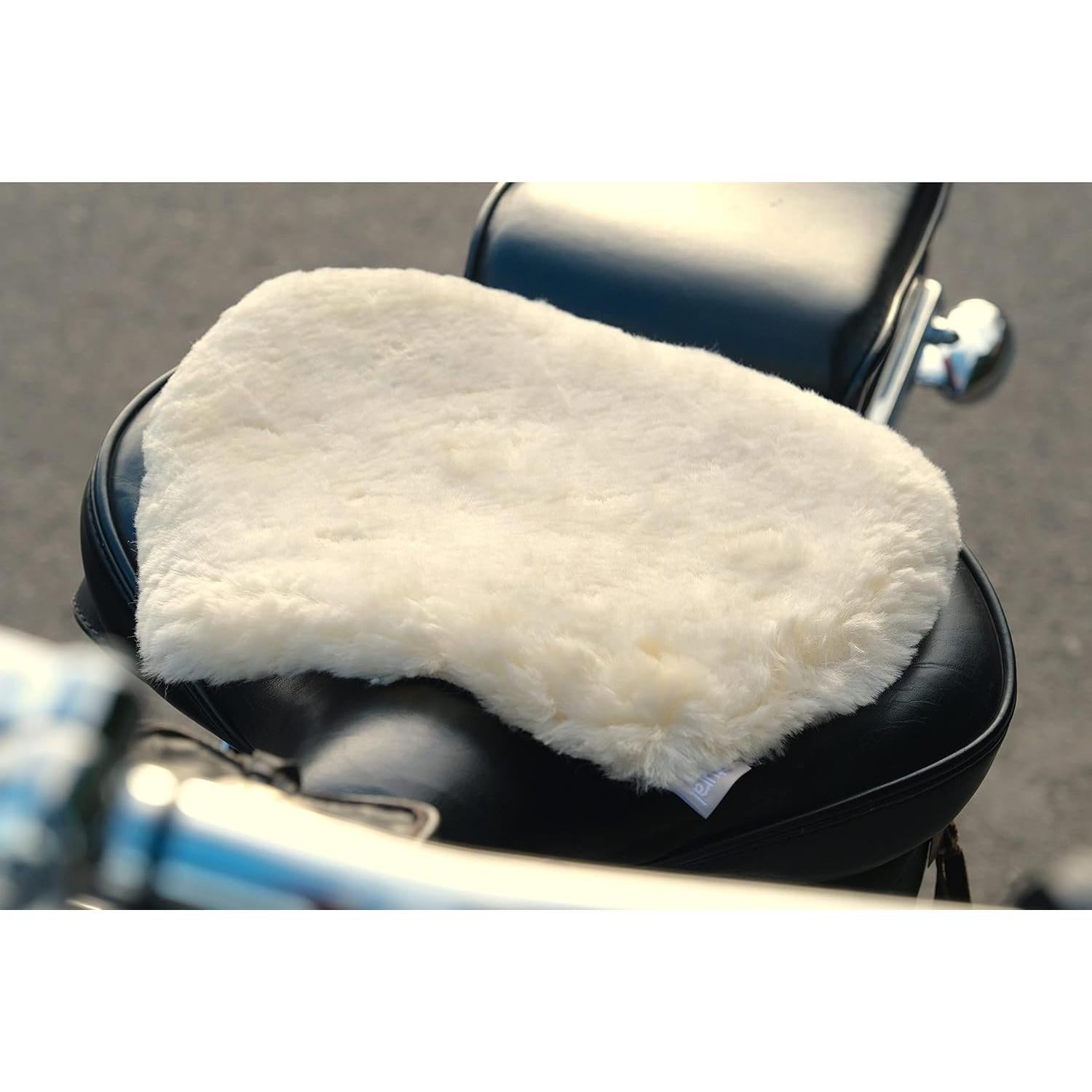 Cojín de Asiento de Motocicleta 100% Piel de Oveja Beige 33x28cm