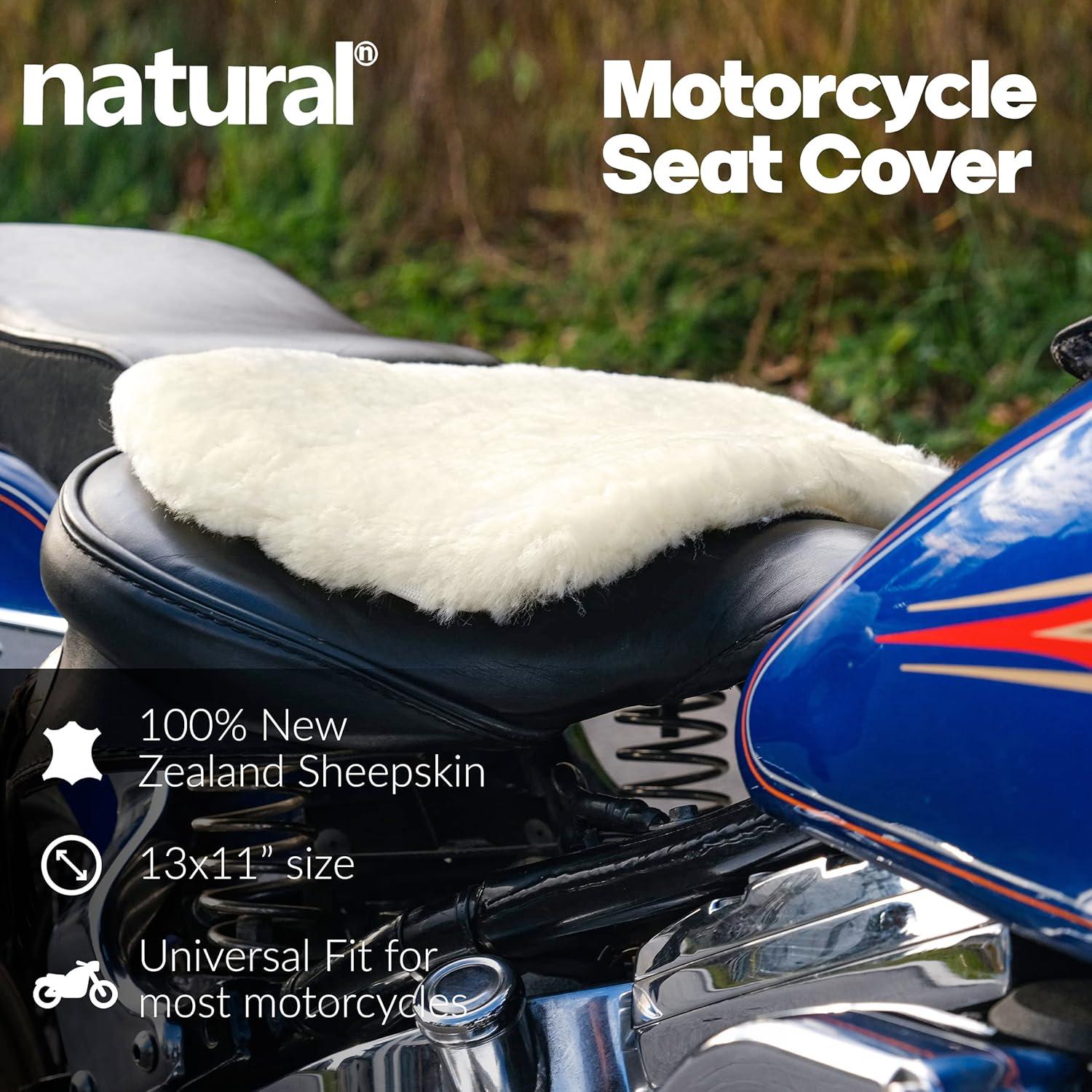 Cojín de Asiento de Motocicleta 100% Piel de Oveja Beige 33x28cm