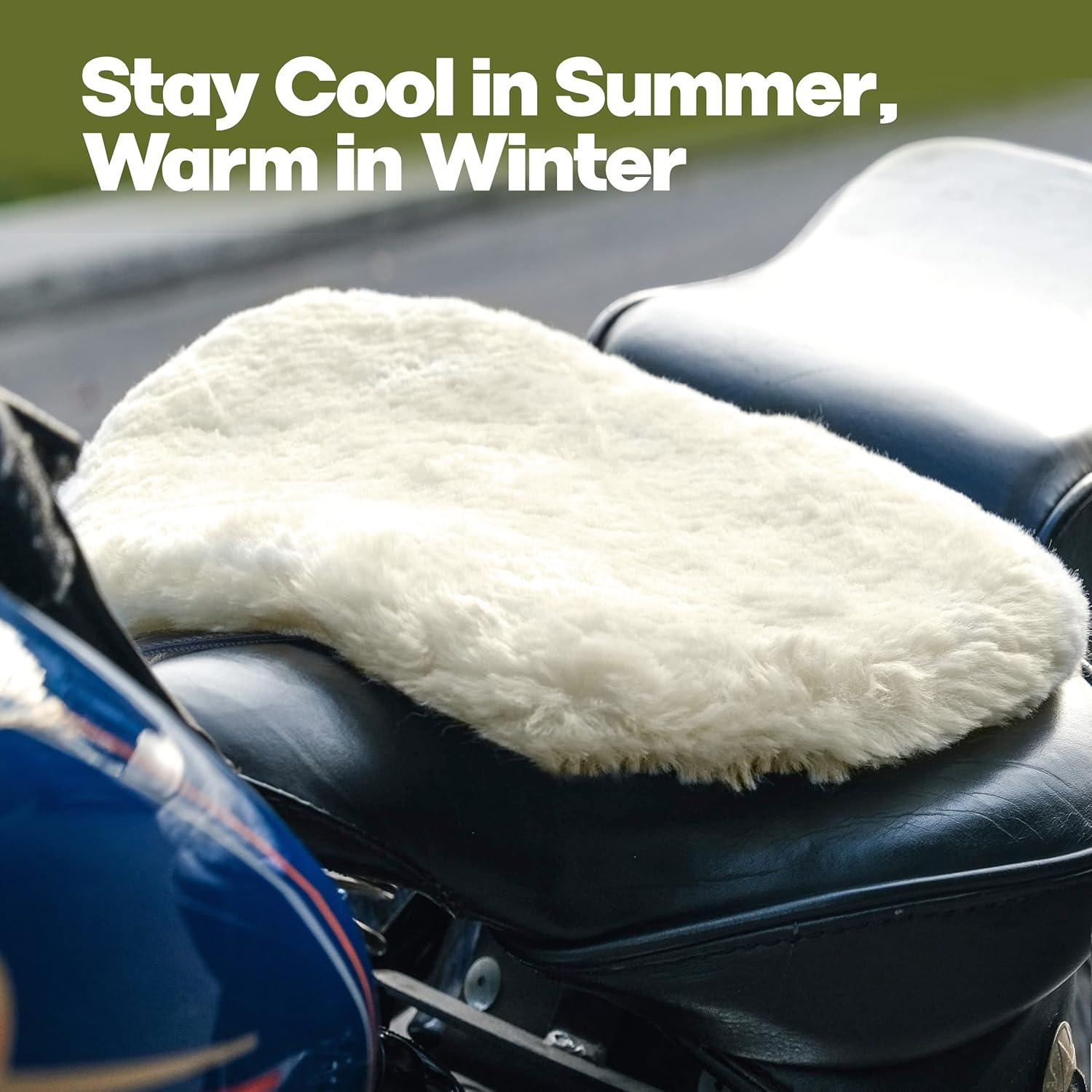 Cojín de Asiento de Motocicleta 100% Piel de Oveja Beige 33x28cm