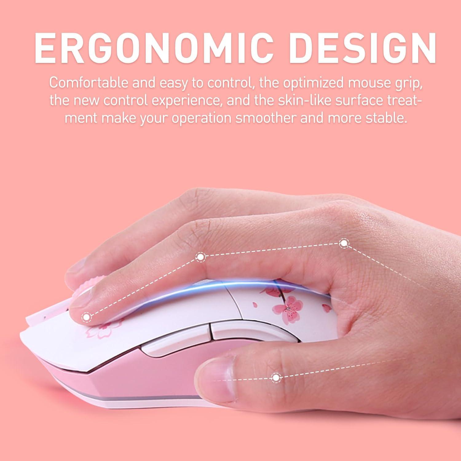 Ratón Gaming Inalámbrico DAREU Sakura Pink 12K DPI RGB