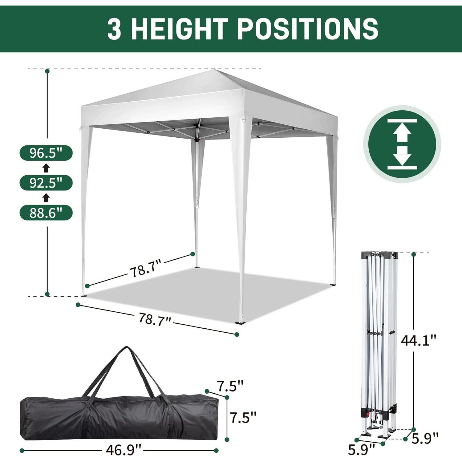 Carpa de Dosel Pop-Up ELOMBR 2x2m Impermeable Blanca