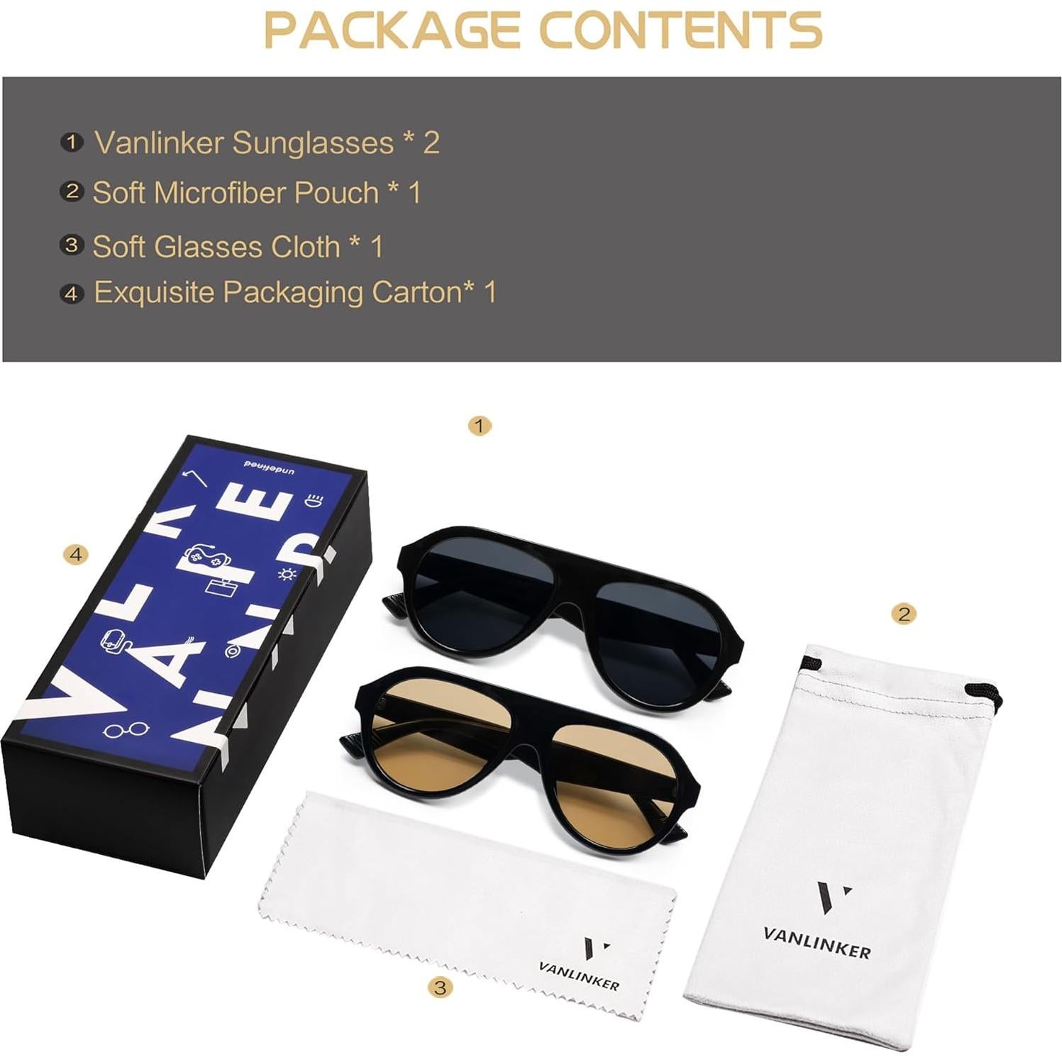 Gafas de sol aviador polarizadas VANLINKER VL9750 - Unisex