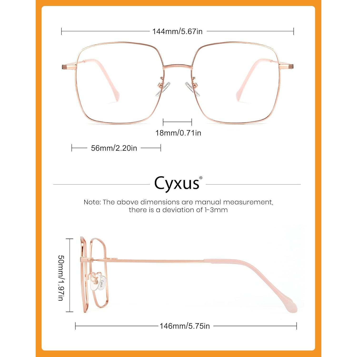 Gafas de Bloqueo de Luz Azul Cyxus Cuadradas Retro Metal