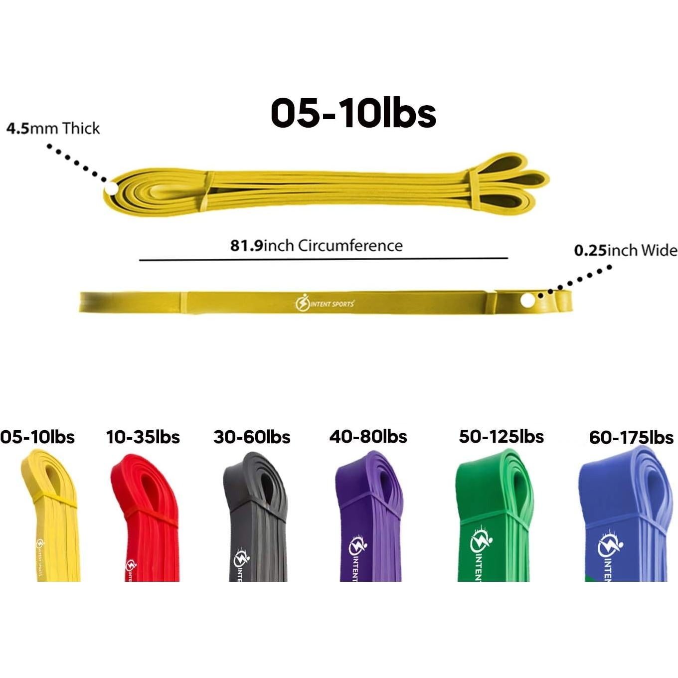 Bandas de Asistencia INTENT SPORTS para Dominadas - Amarillo 5-10 lbs