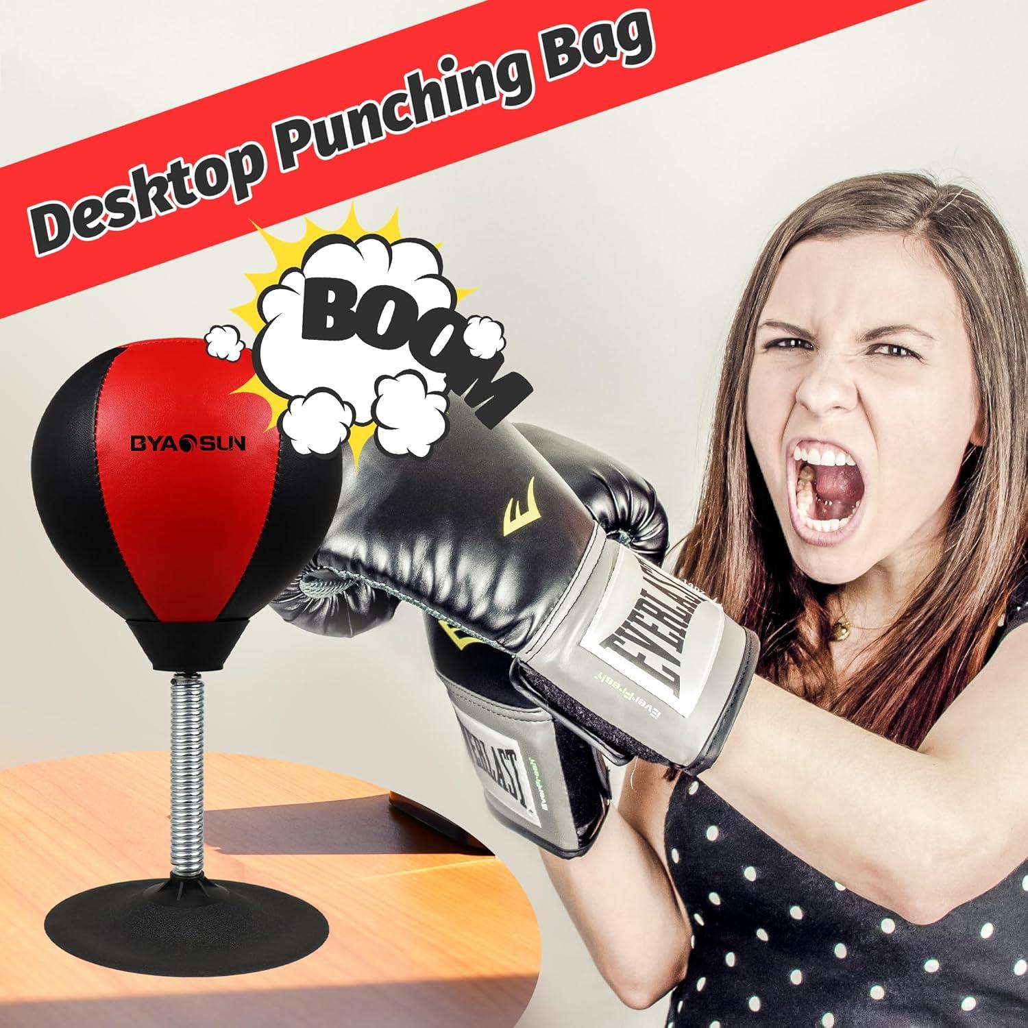 Bolsa de Boxeo de Escritorio BYAOSUN con Ventosas - Alivio Estrés