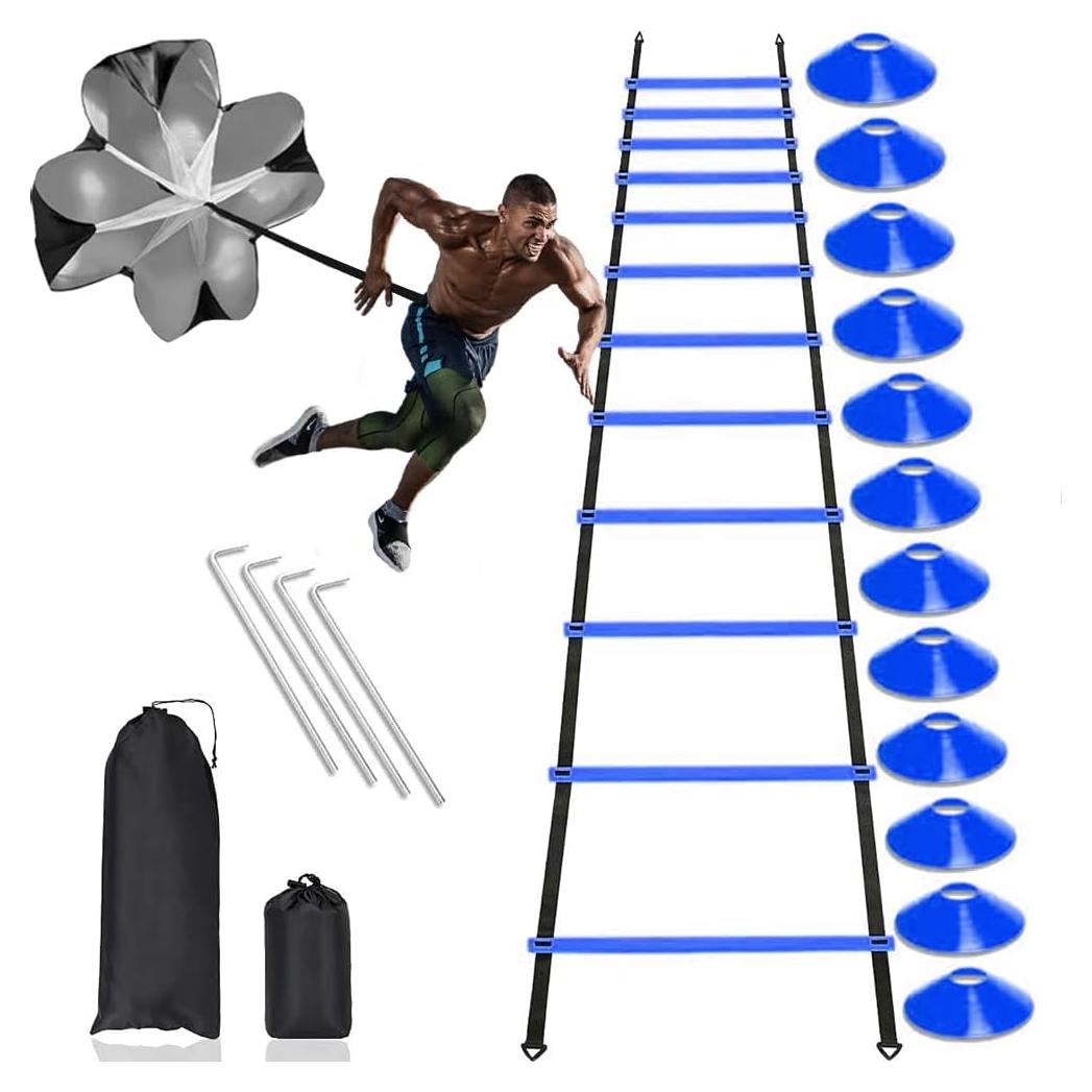 Conjunto de Entrenamiento de Velocidad YCRRVAE - 6.1m Escalera, Conos y Paracaídas