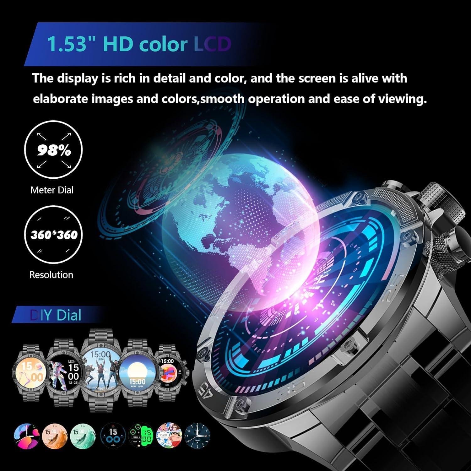 Reloj Inteligente OHUGNA 1.53" Negro IP67 100+ Modos