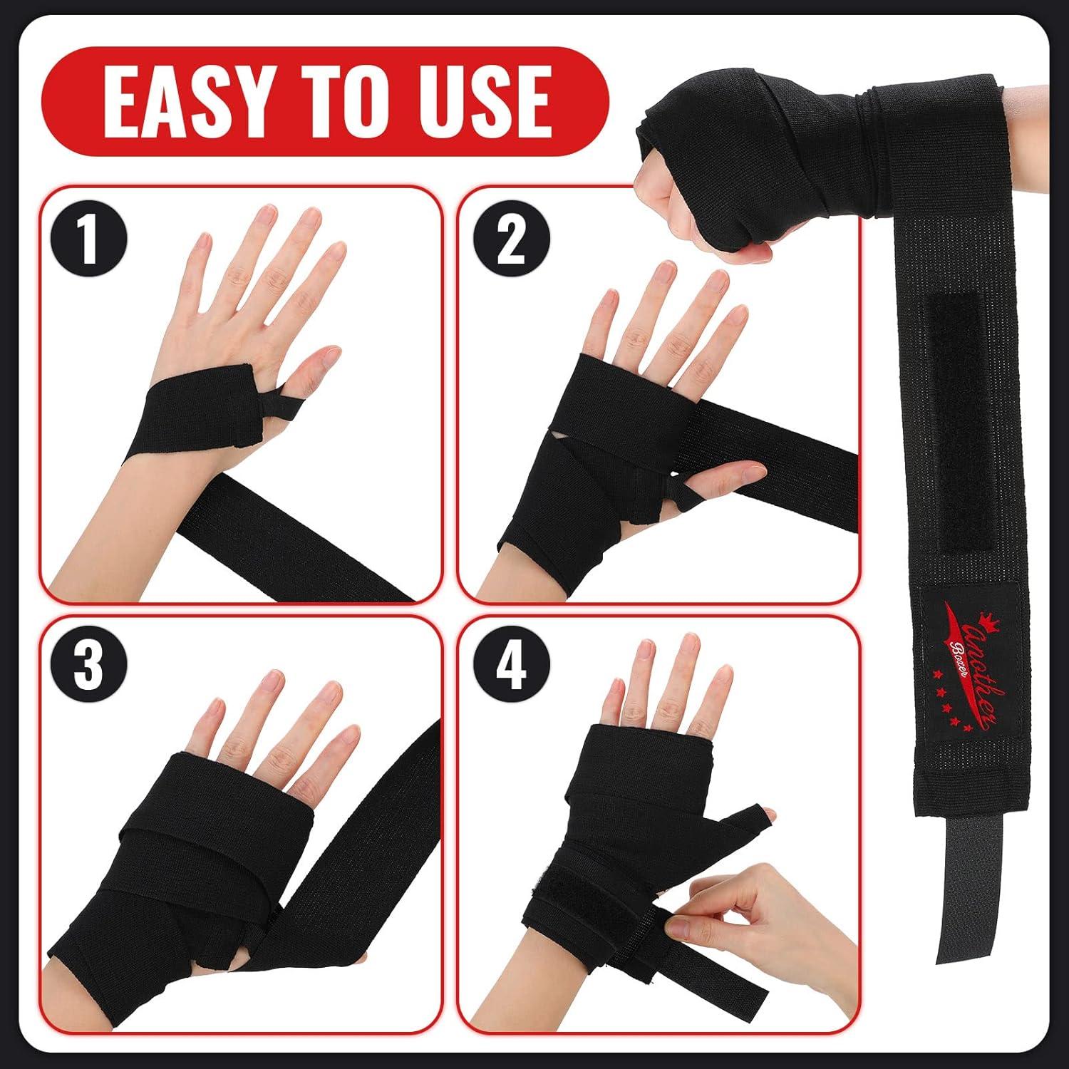 15 Pares Envolturas de Boxeo Jerify 457 cm Nylon Negro