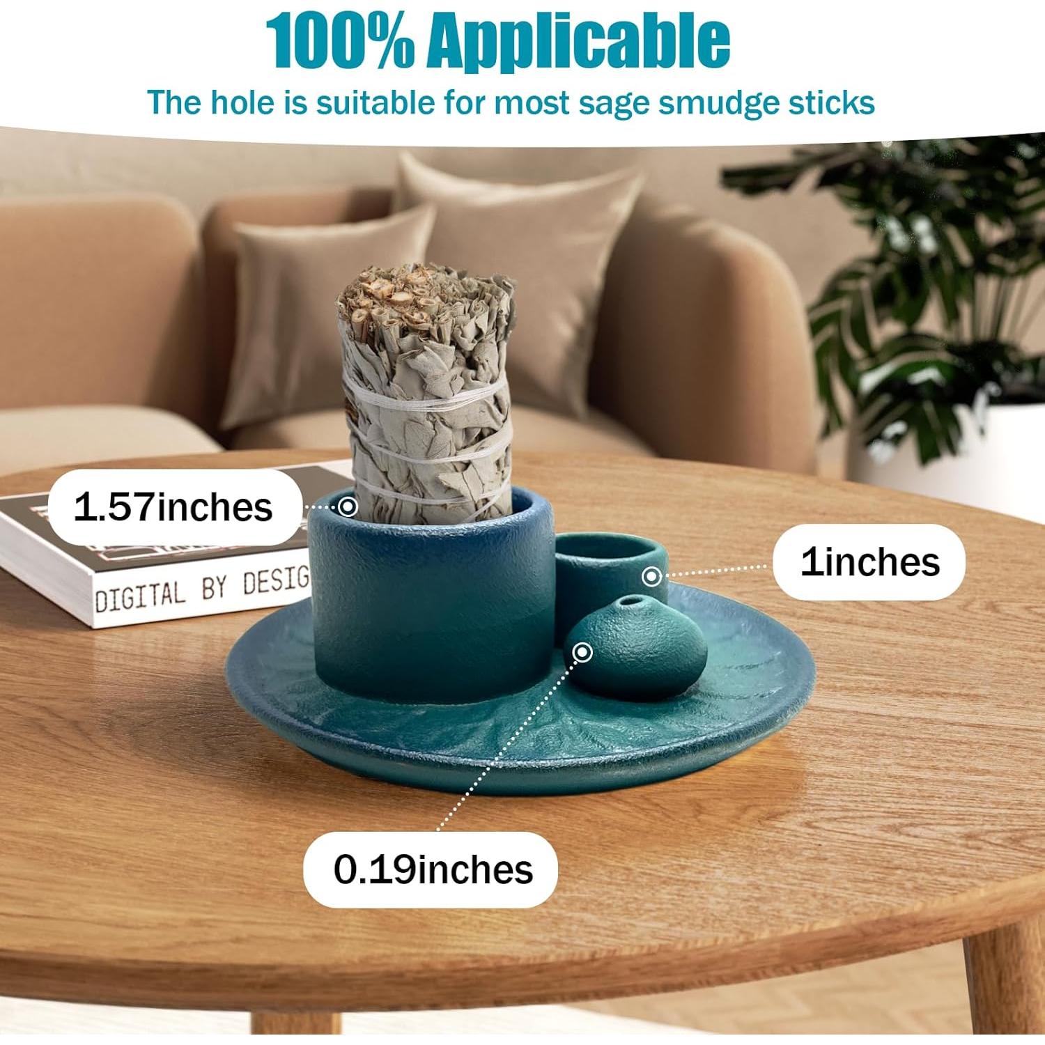 Soporte de Incienso y Vela SON4SUN - Cerámica Azul 4 en 1