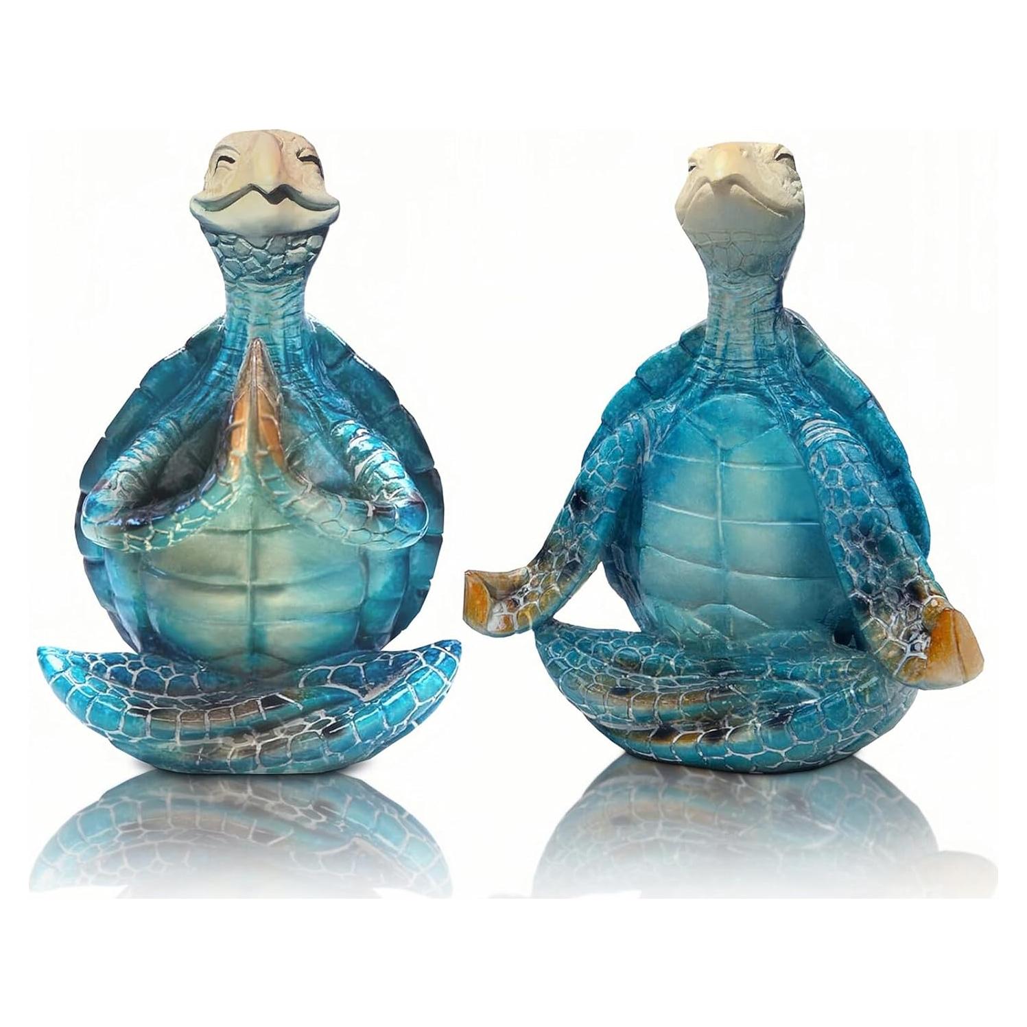 Figuritas de Tortuga Marina ZFQGEGE - 2 Piezas de Resina Azul