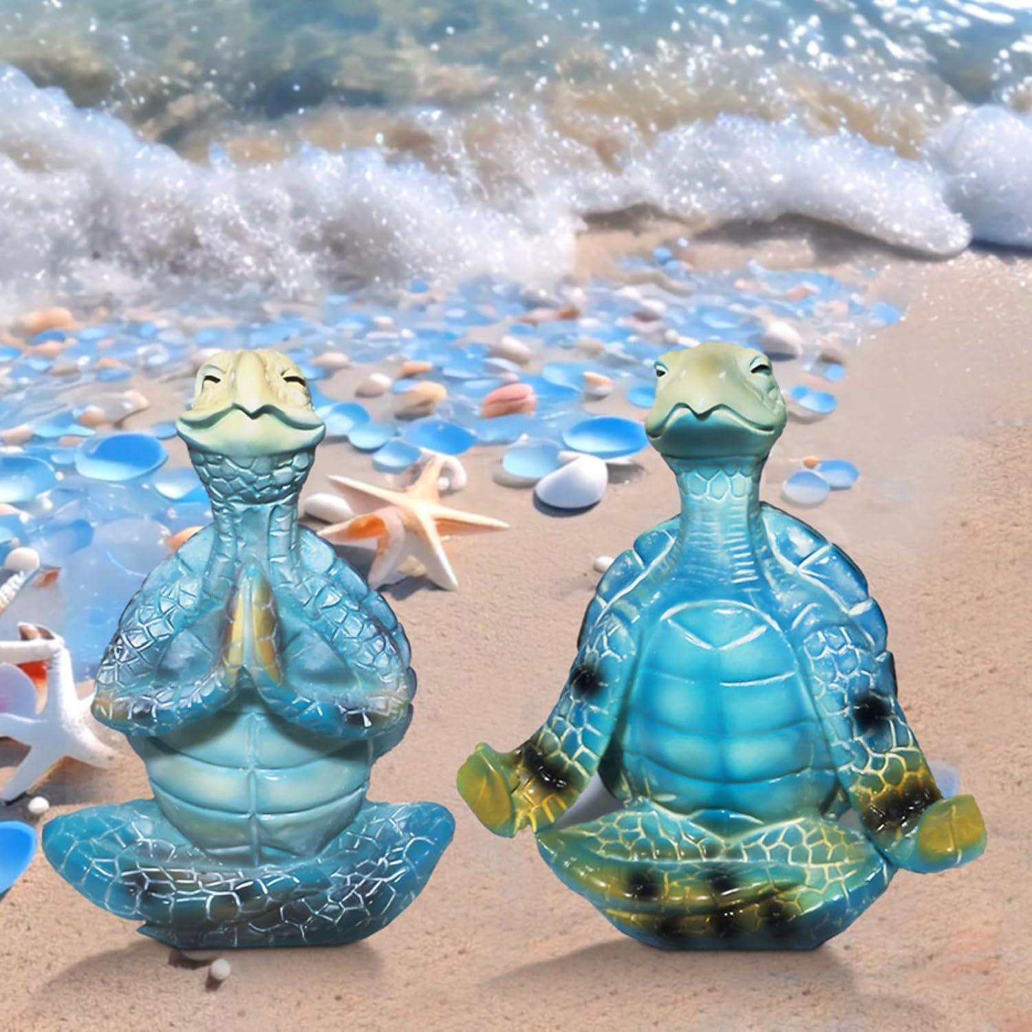 Figuritas de Tortuga Marina ZFQGEGE - 2 Piezas de Resina Azul