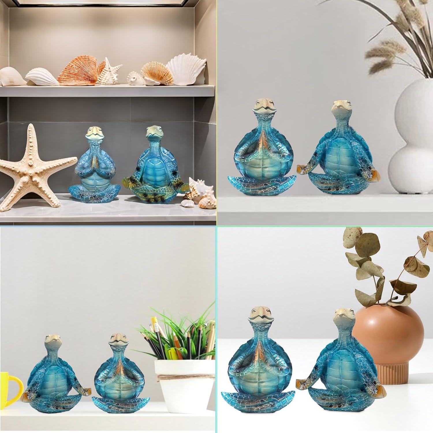 Figuritas de Tortuga Marina ZFQGEGE - 2 Piezas de Resina Azul