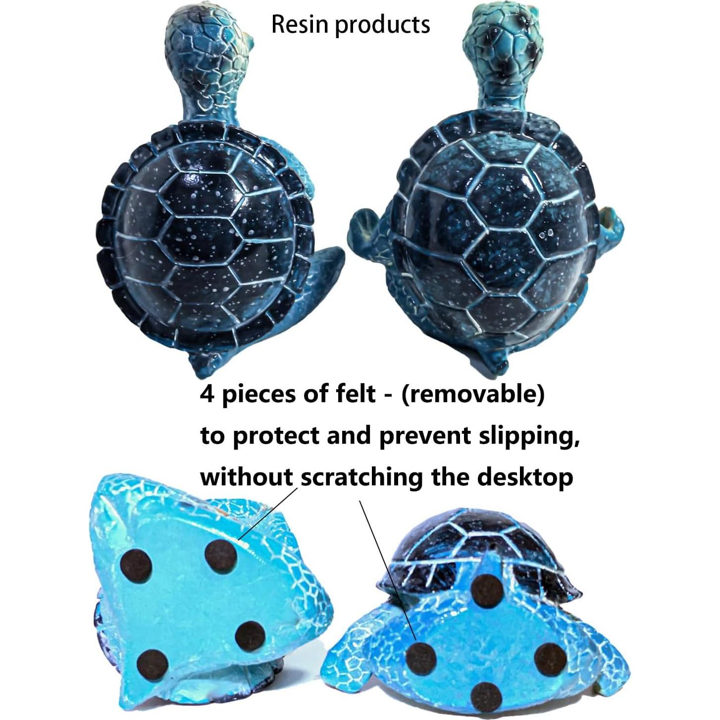Figuritas de Tortuga Marina ZFQGEGE - 2 Piezas de Resina Azul