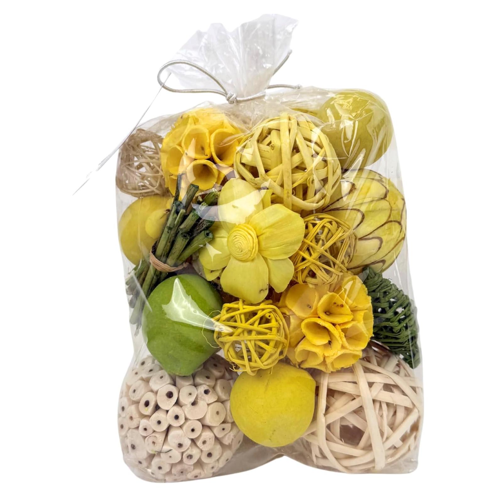 Bolsa de 16 Bolas Decorativas ANDALUCA Relleno Amarillo